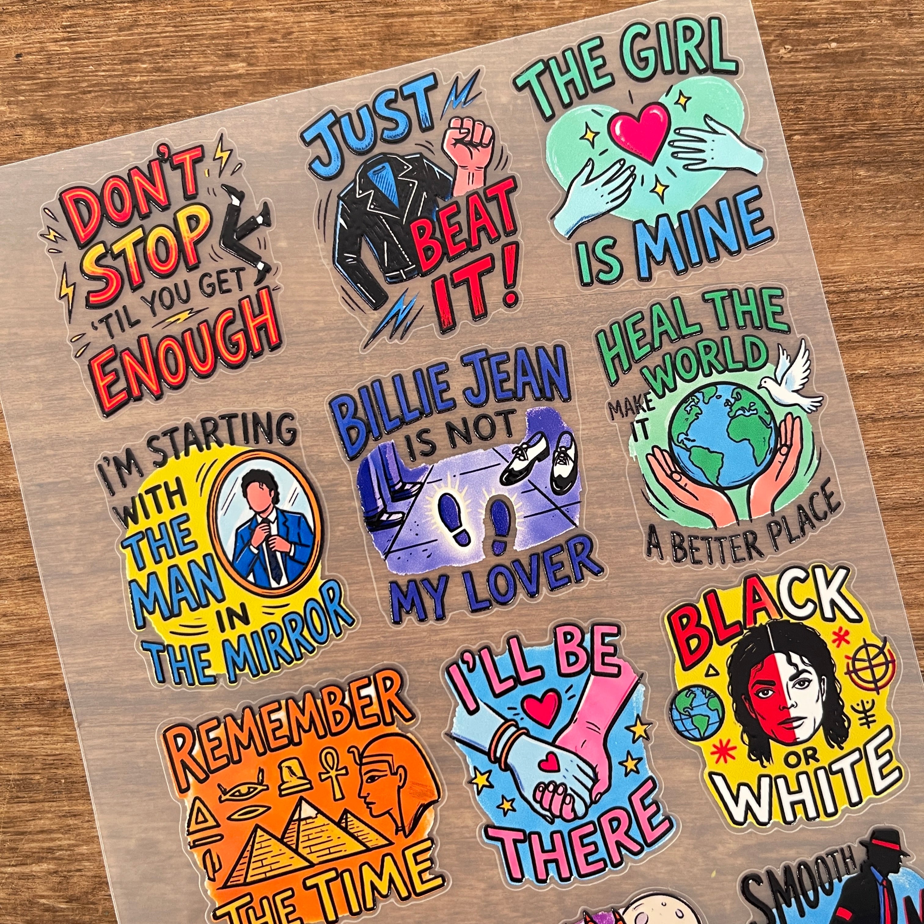3D MJ Classic Song Lyric PET Sticker 1 Pcs