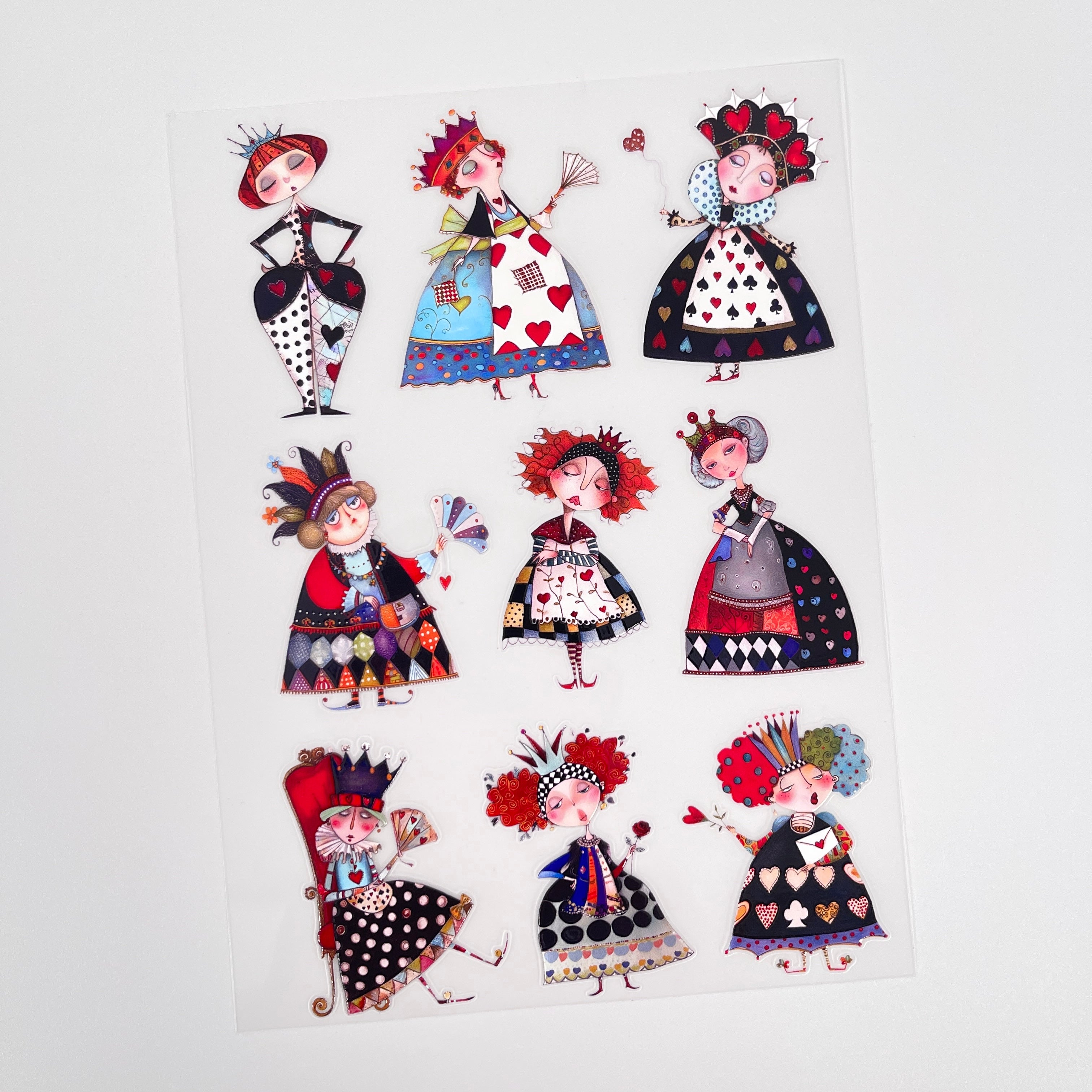 3D Alice Wonderland Poker Queen PET Sticker 1 Pcs