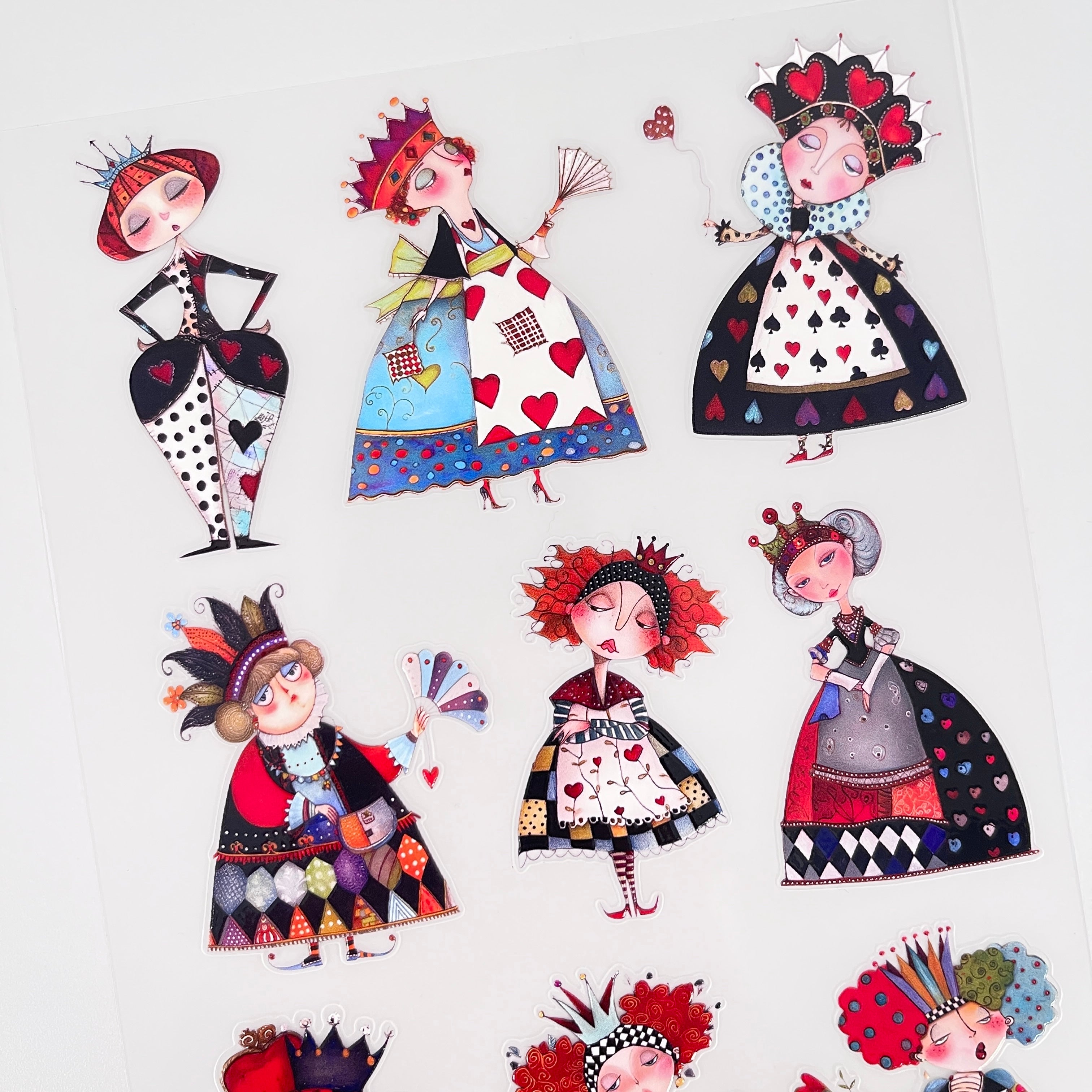 3D Alice Wonderland Poker Queen PET Sticker 1 Pcs