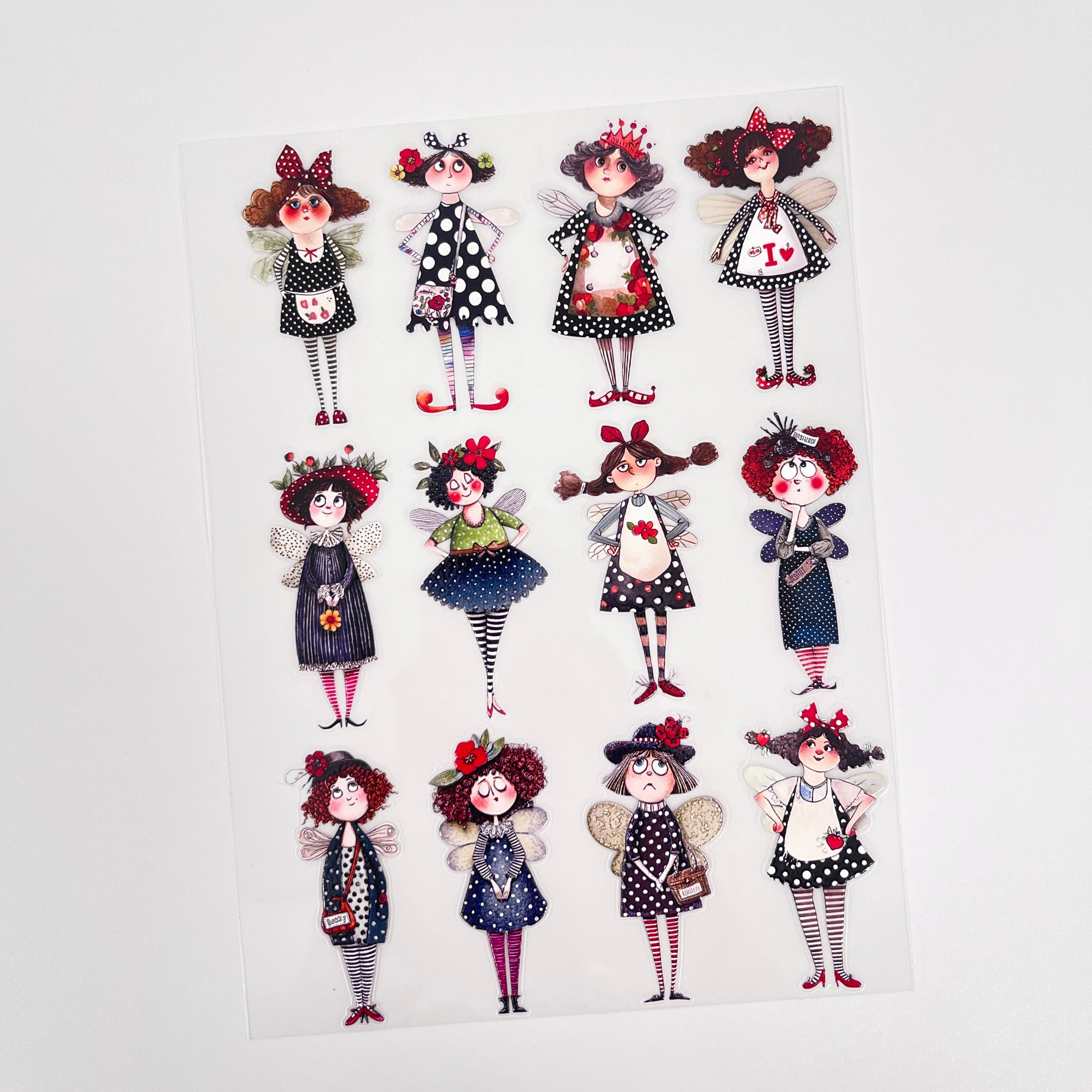 3D Polka Dot Fairy Girl PET Sticker 1 Pcs