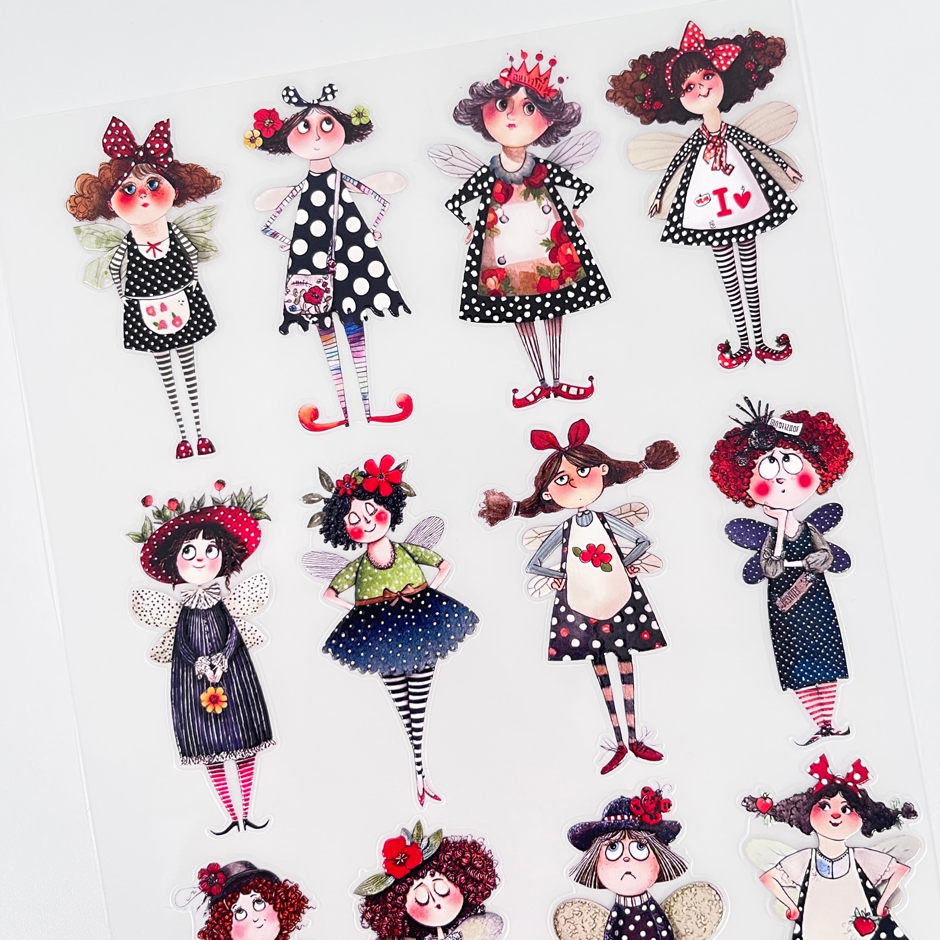 3D Polka Dot Fairy Girl PET Sticker 1 Pcs