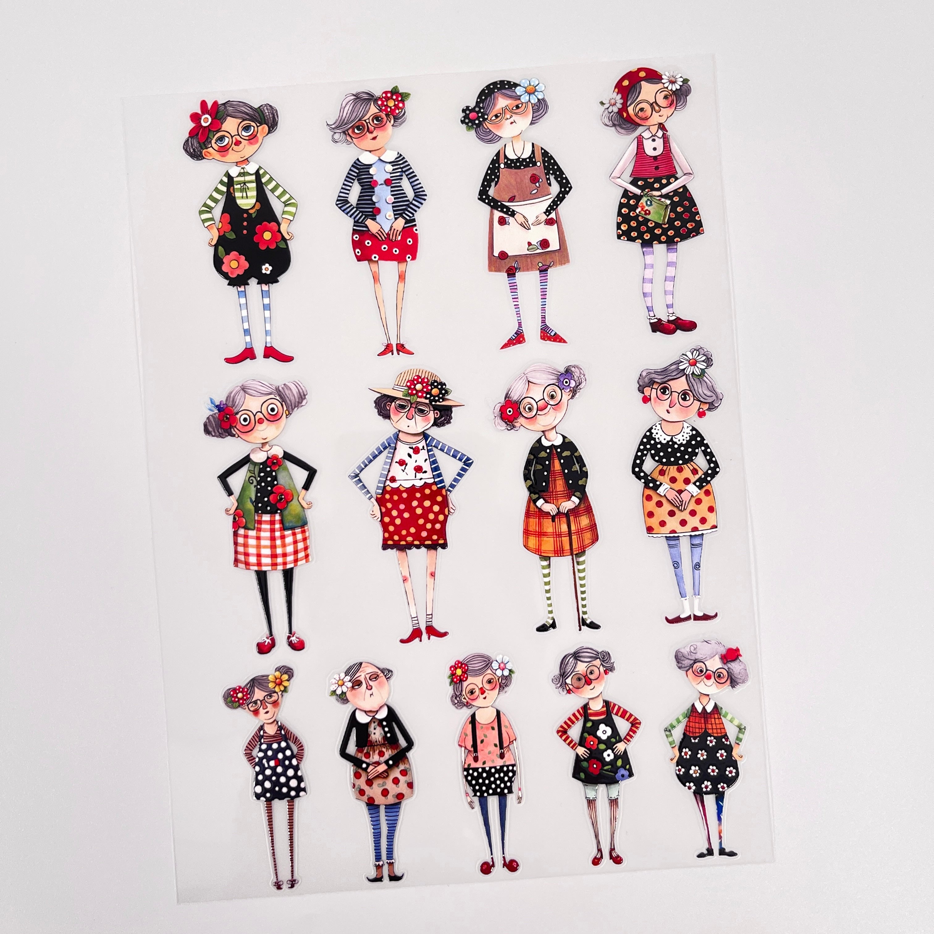 3D Quirky Fashion Granny PET Sticker 1 Pcs
