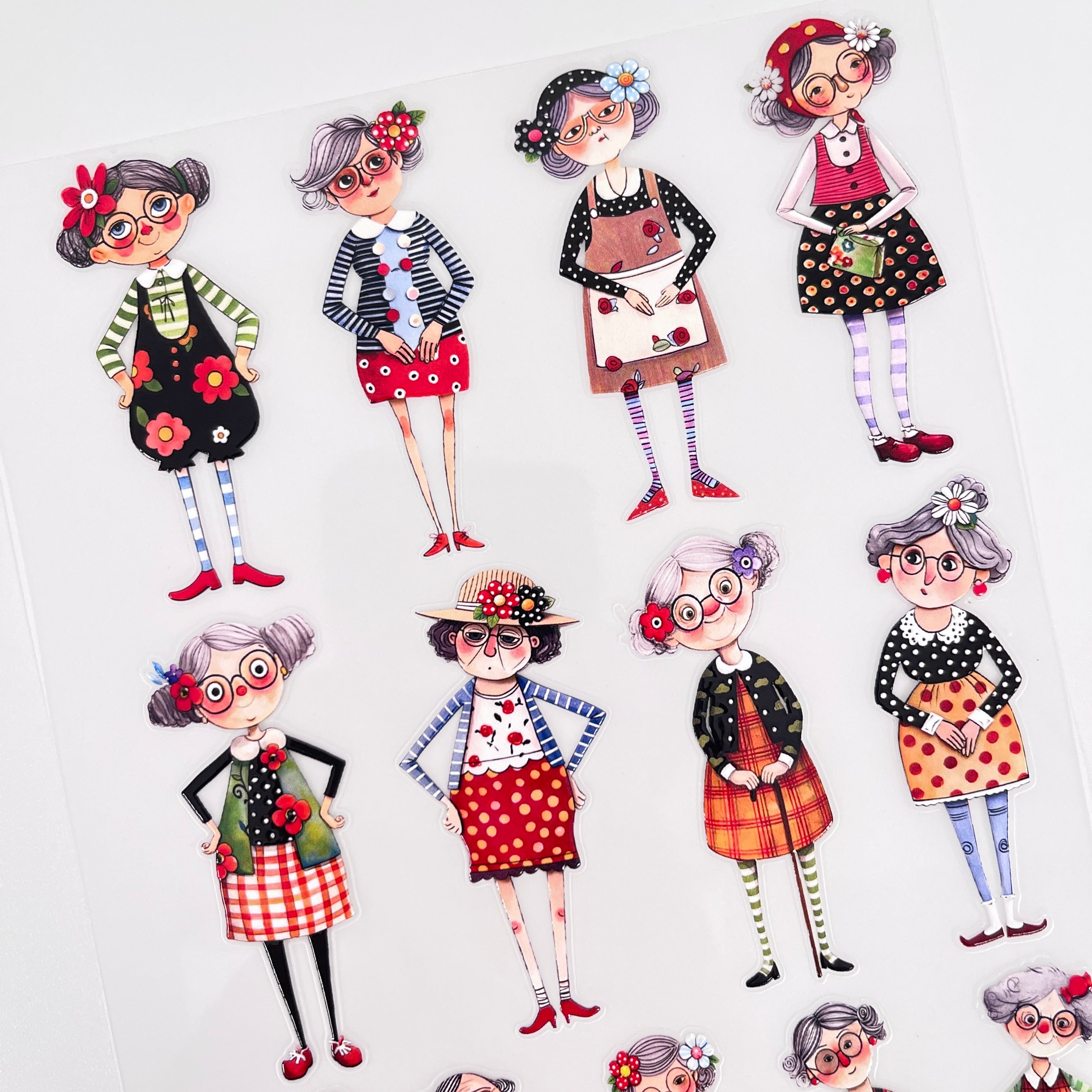 3D Quirky Fashion Granny PET Sticker 1 Pcs