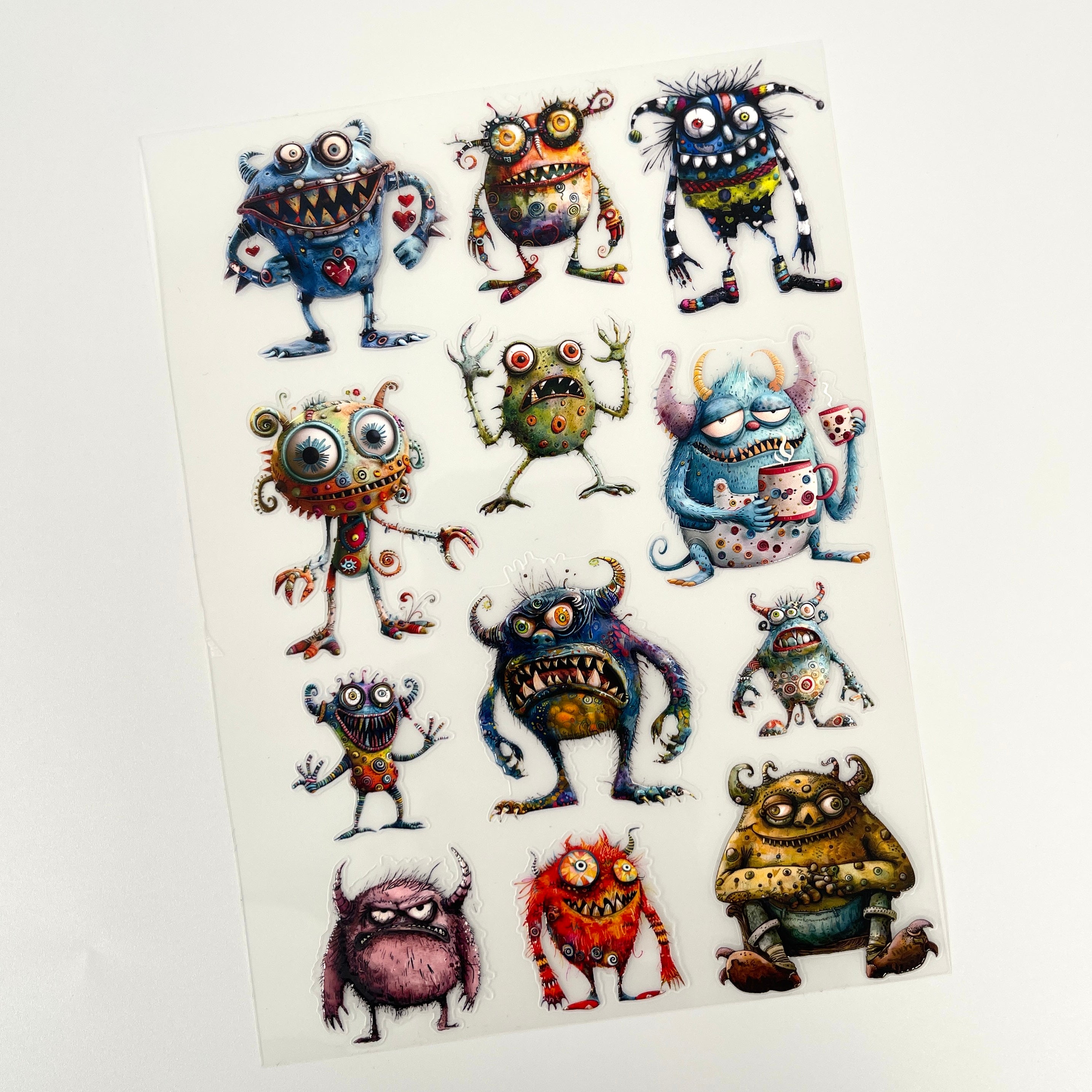 3D Whimsical Monsters PET Sticker (B) 1 Pcs