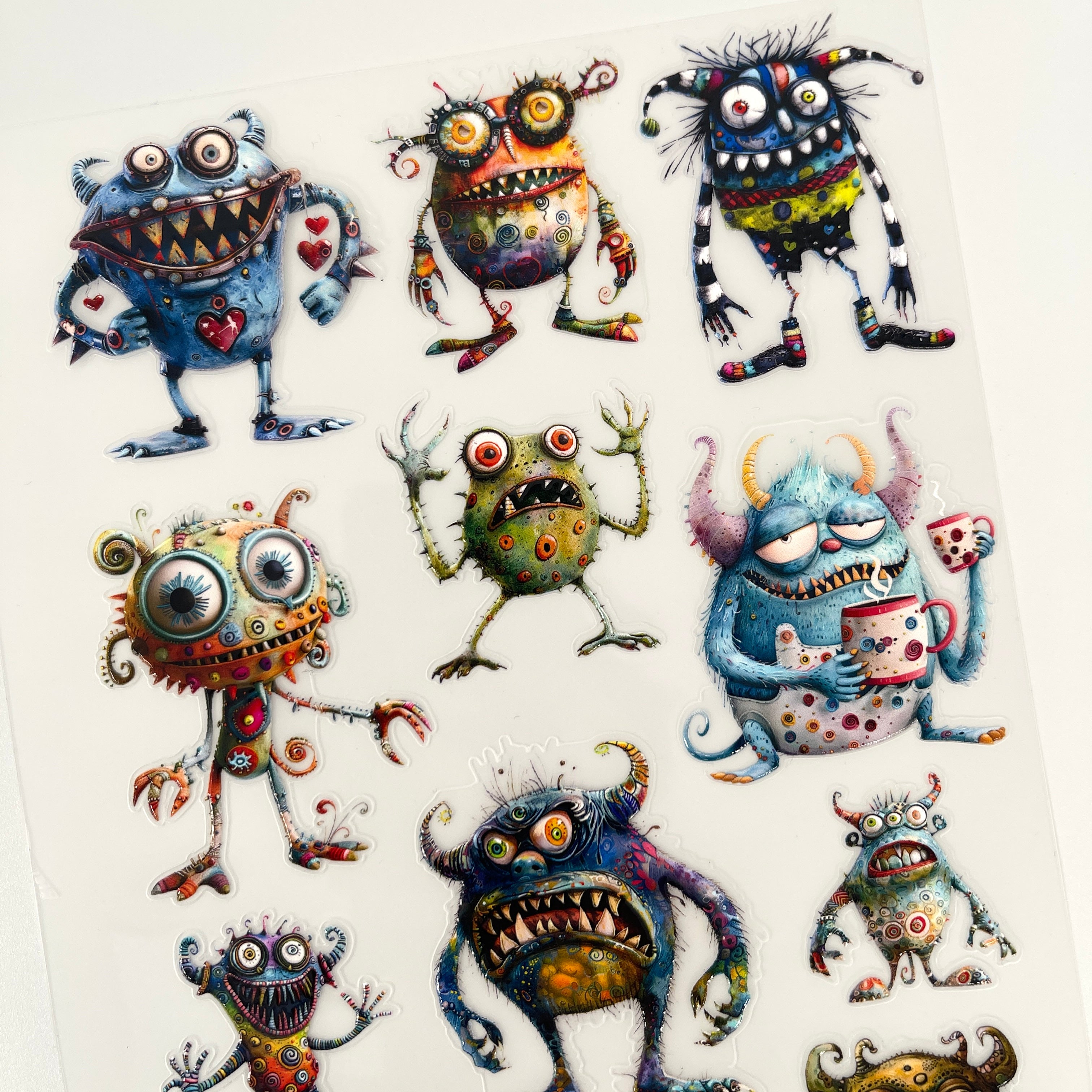 3D Whimsical Monsters PET Sticker (B) 1 Pcs