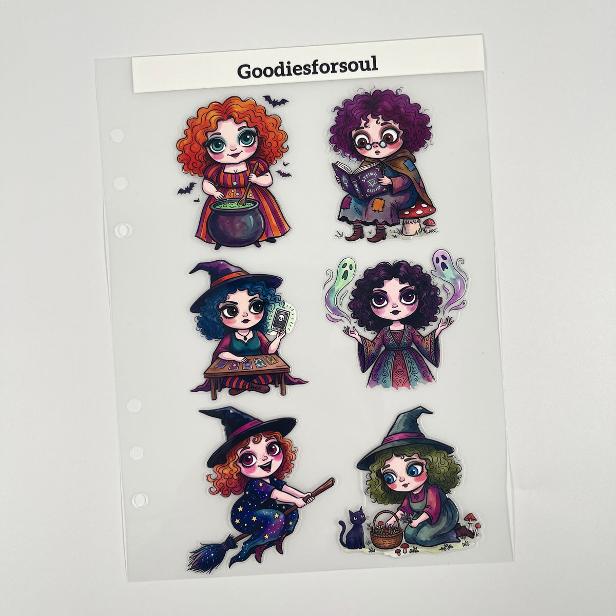 Full cute witch PET sticker sheet