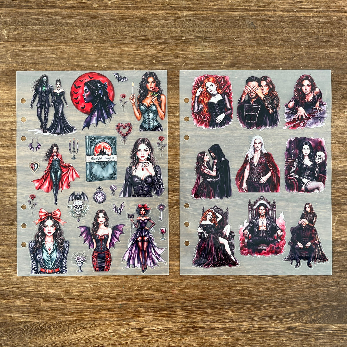 Gothic romance sticker sheets with portraits