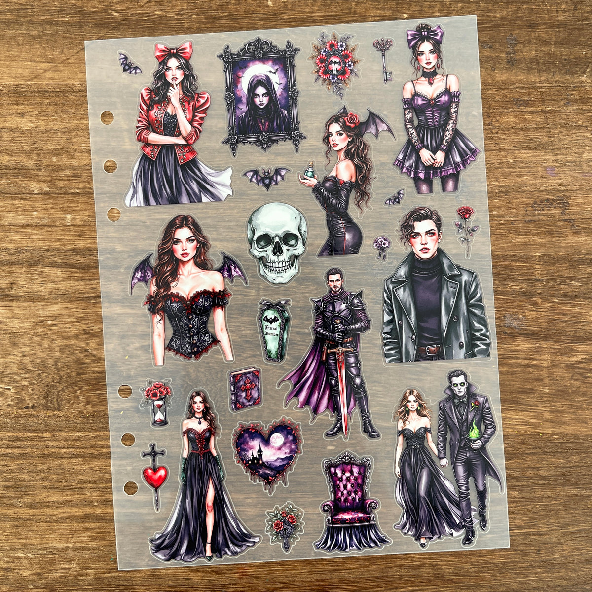 Full vintage goth vampire (a) PET sticker sheet