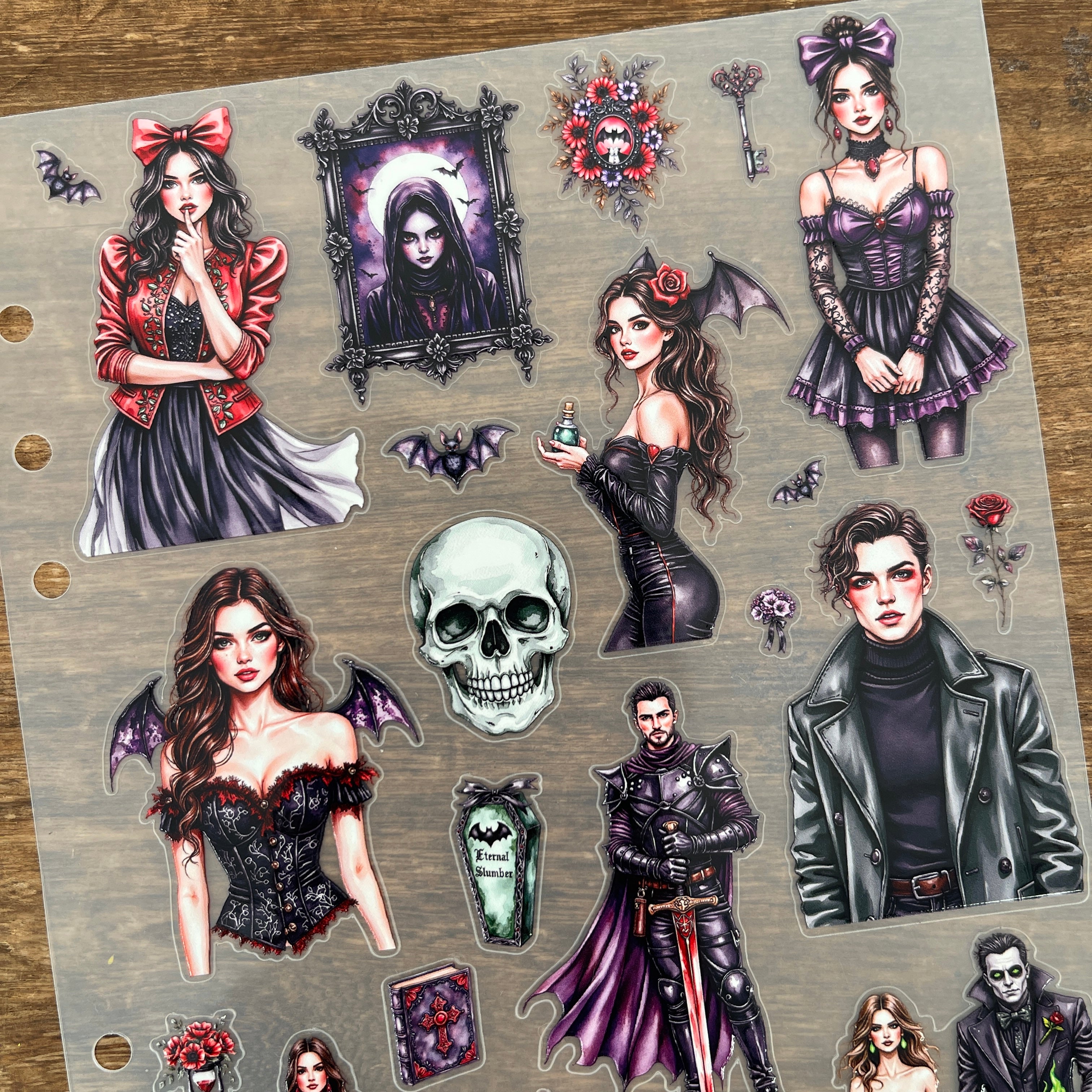 3D Vintage Goth Vampire PET Sticker (A) 1 Pcs