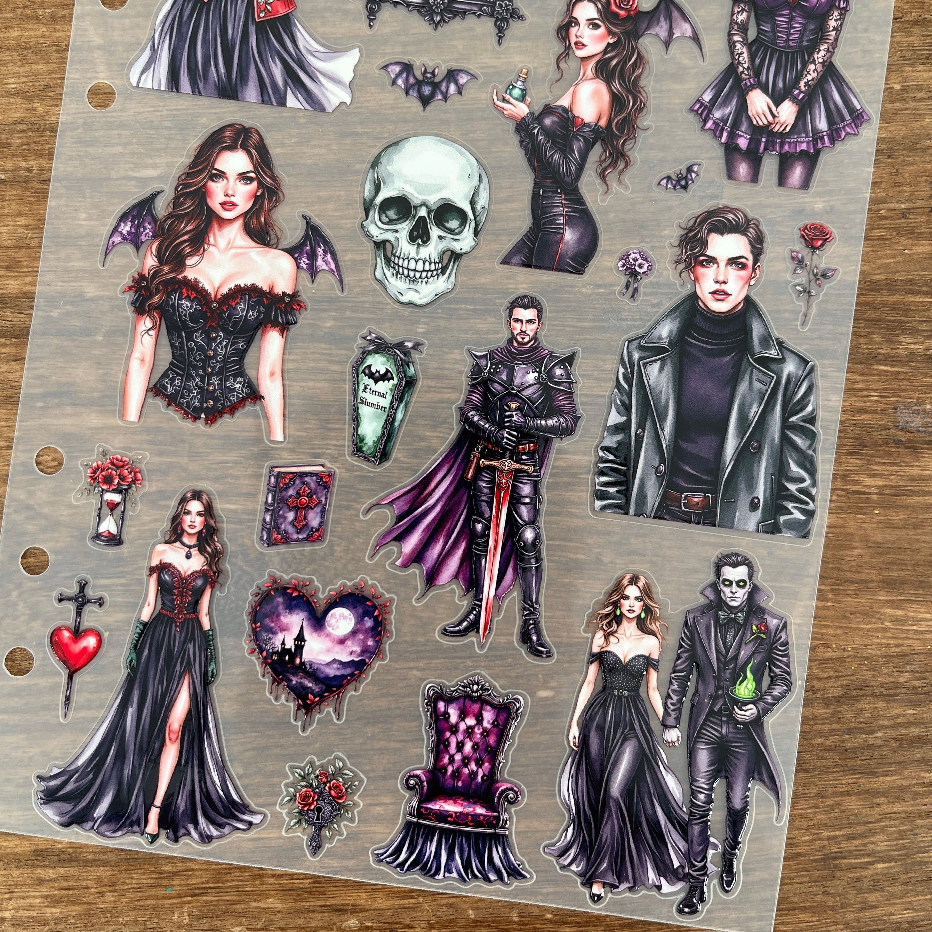 3D Vintage Goth Vampire PET Sticker (A) 1 Pcs