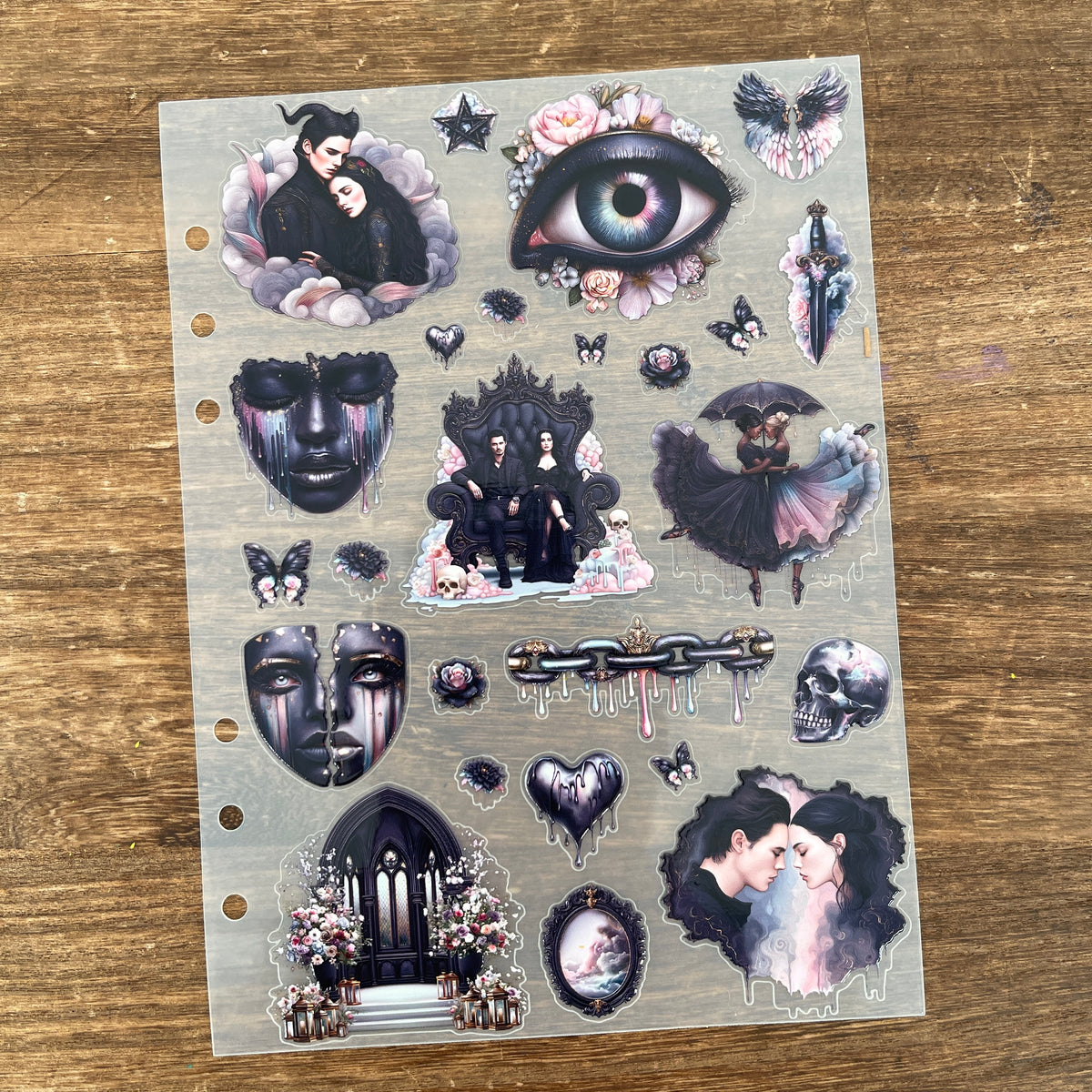 Full gothic romantic PET sticker sheet