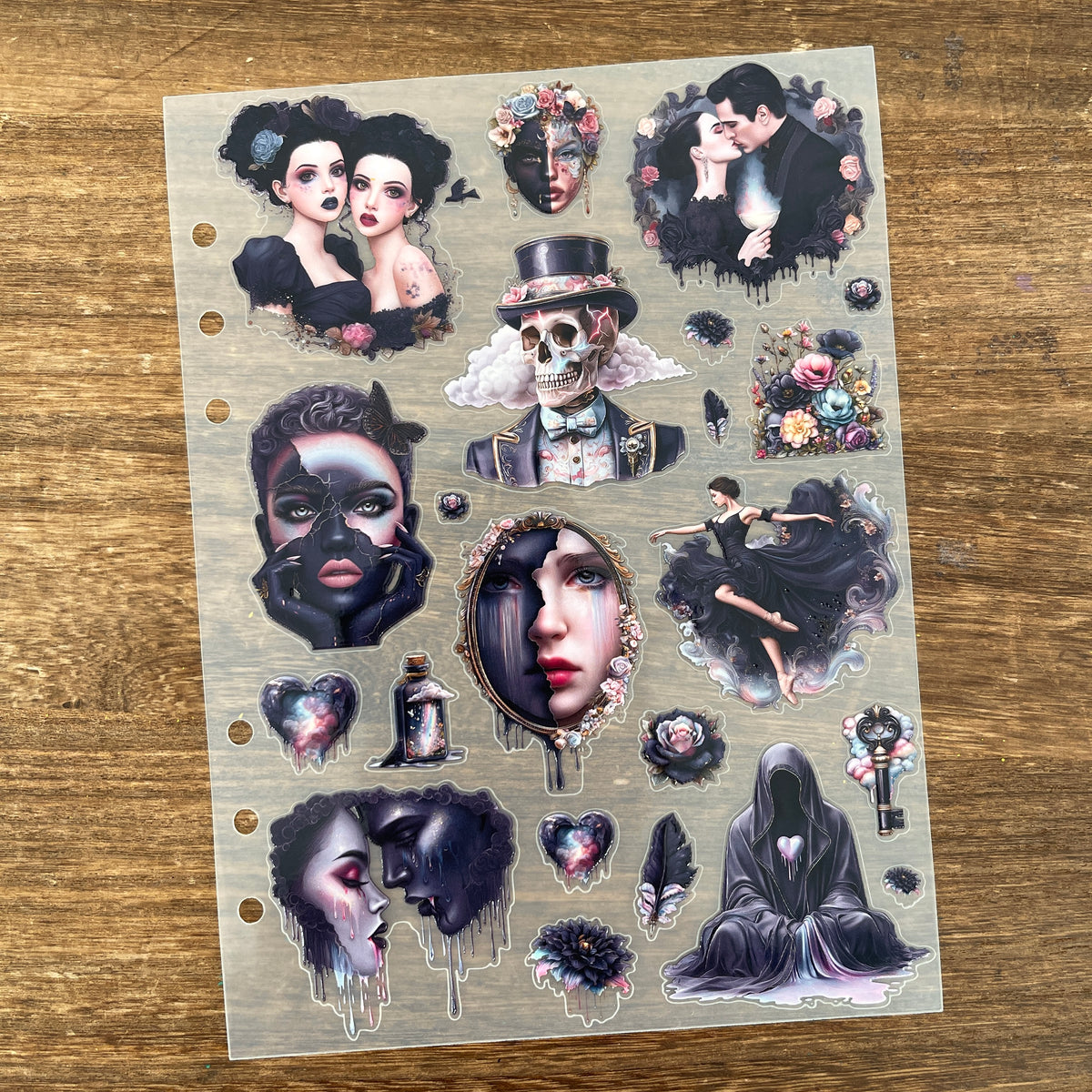 Full gothic romantic b PET sticker sheet