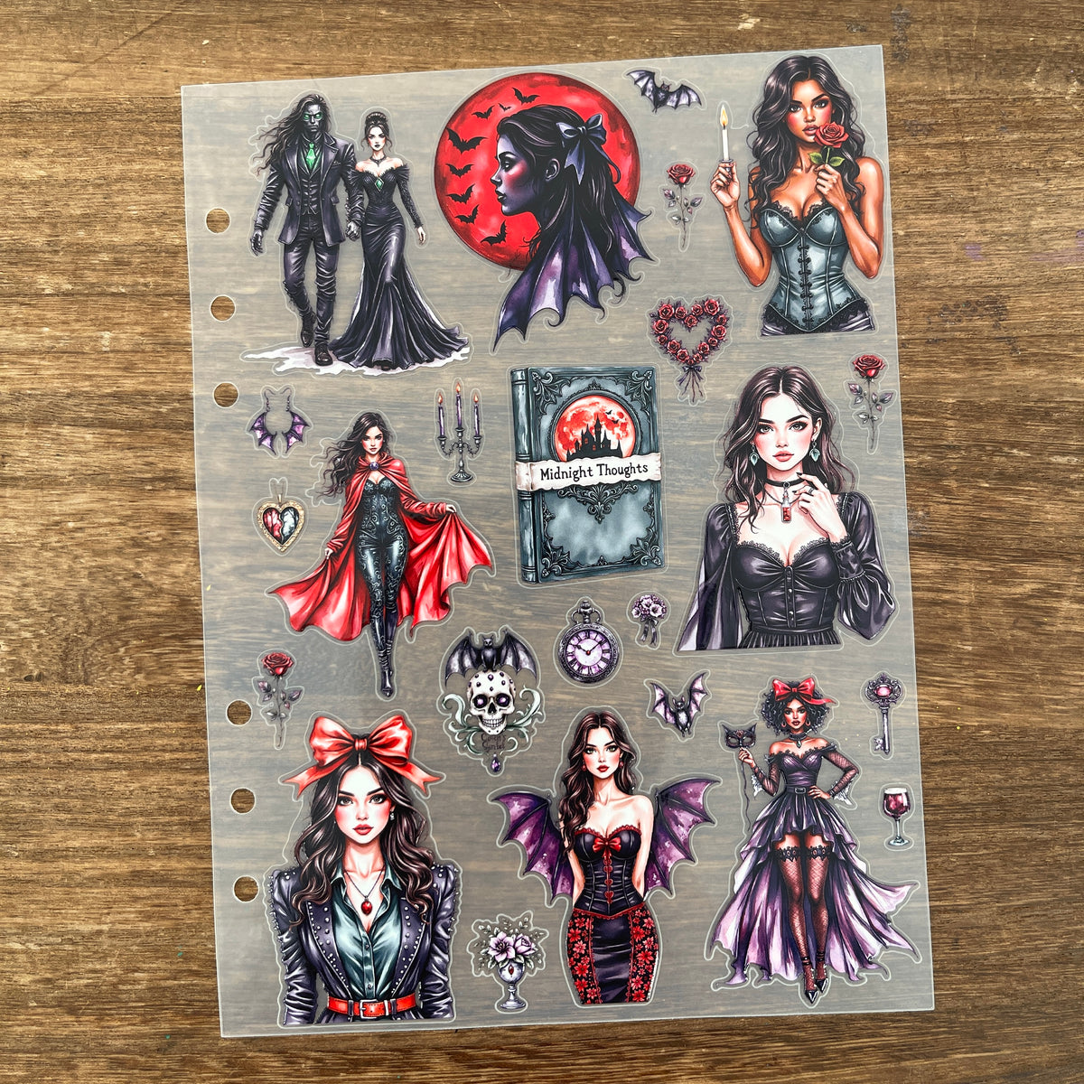 Full vintage goth vampire (b) PET sticker sheet