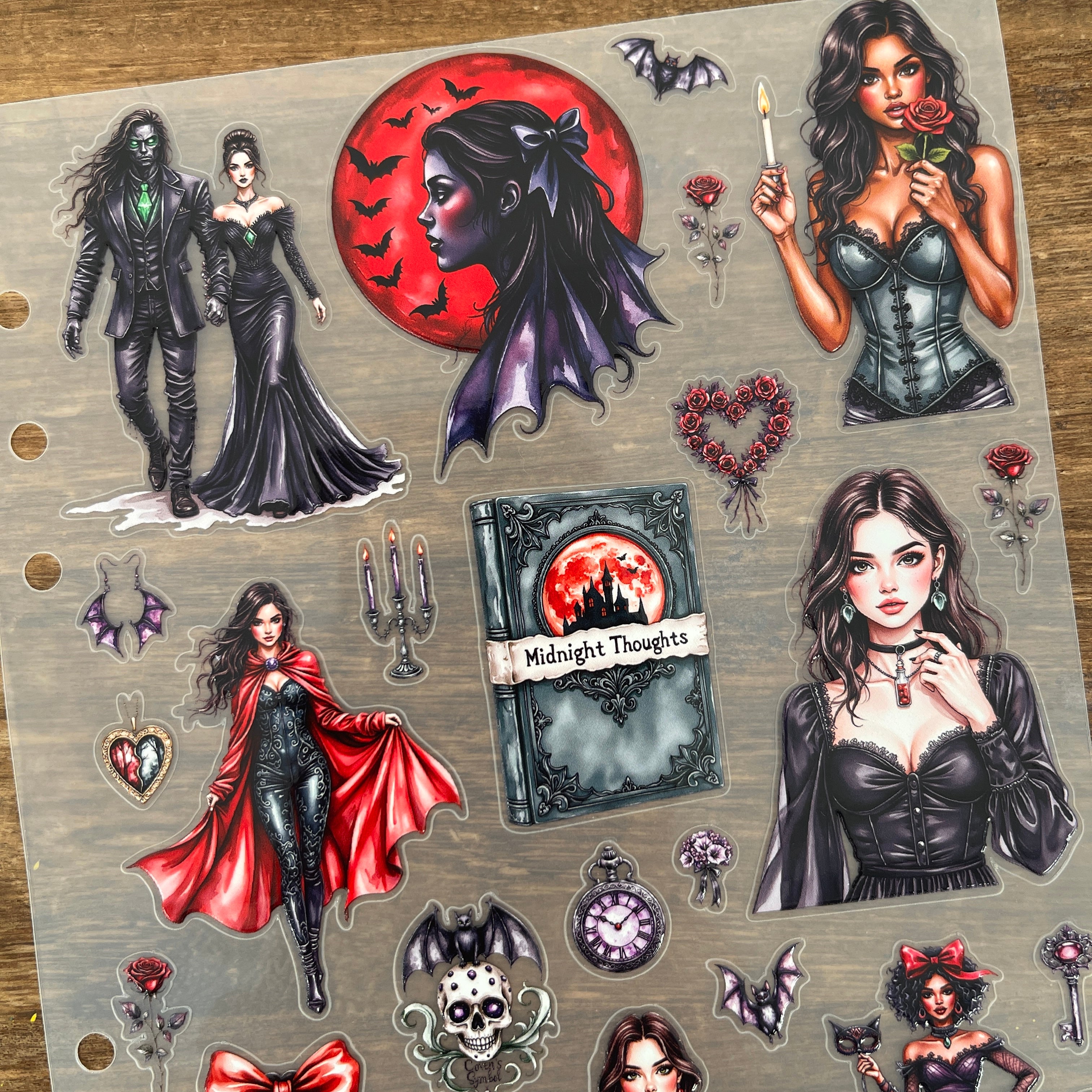 3D Vintage Goth Vampire PET Sticker (B) 1 Pcs