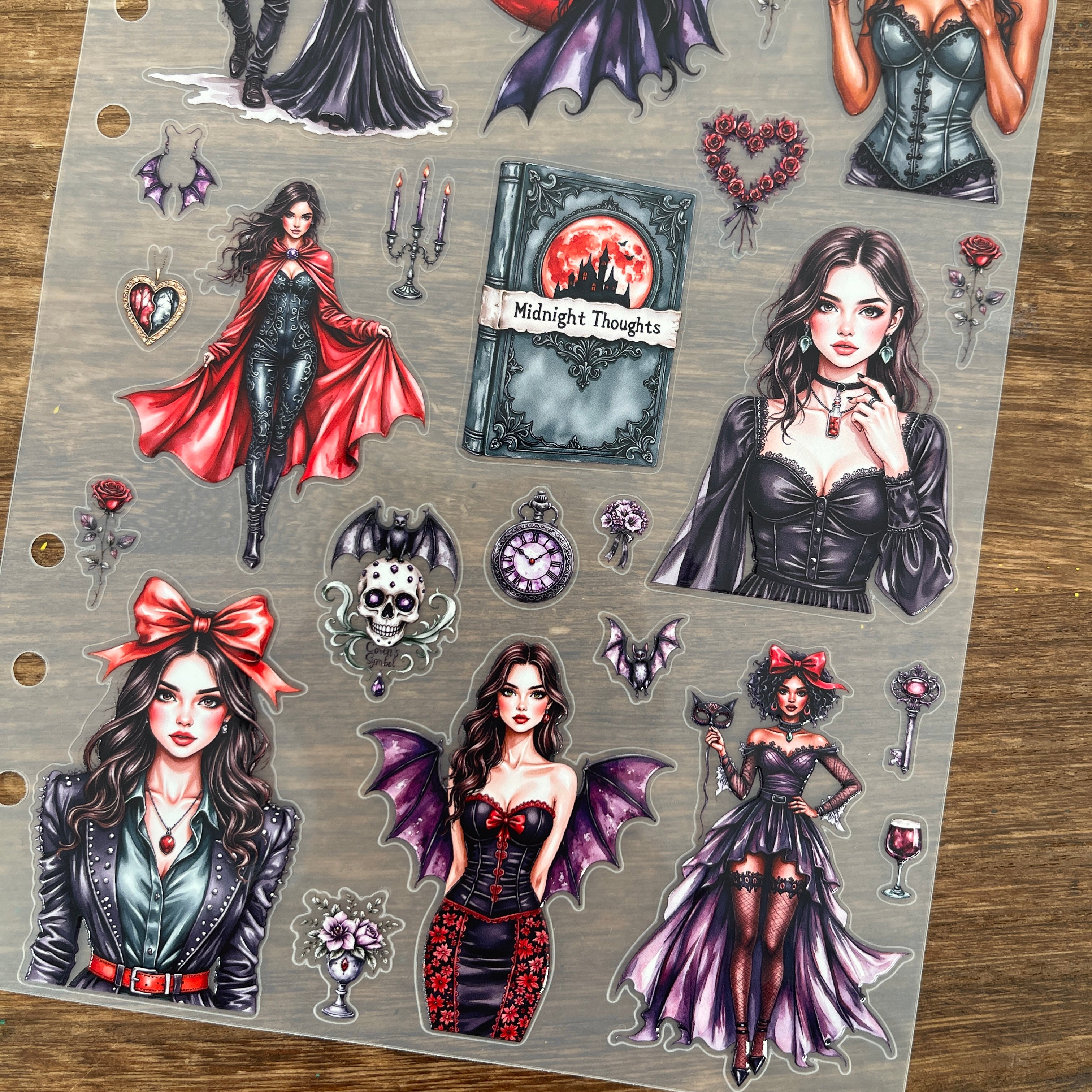 3D Vintage Goth Vampire PET Sticker (B) 1 Pcs