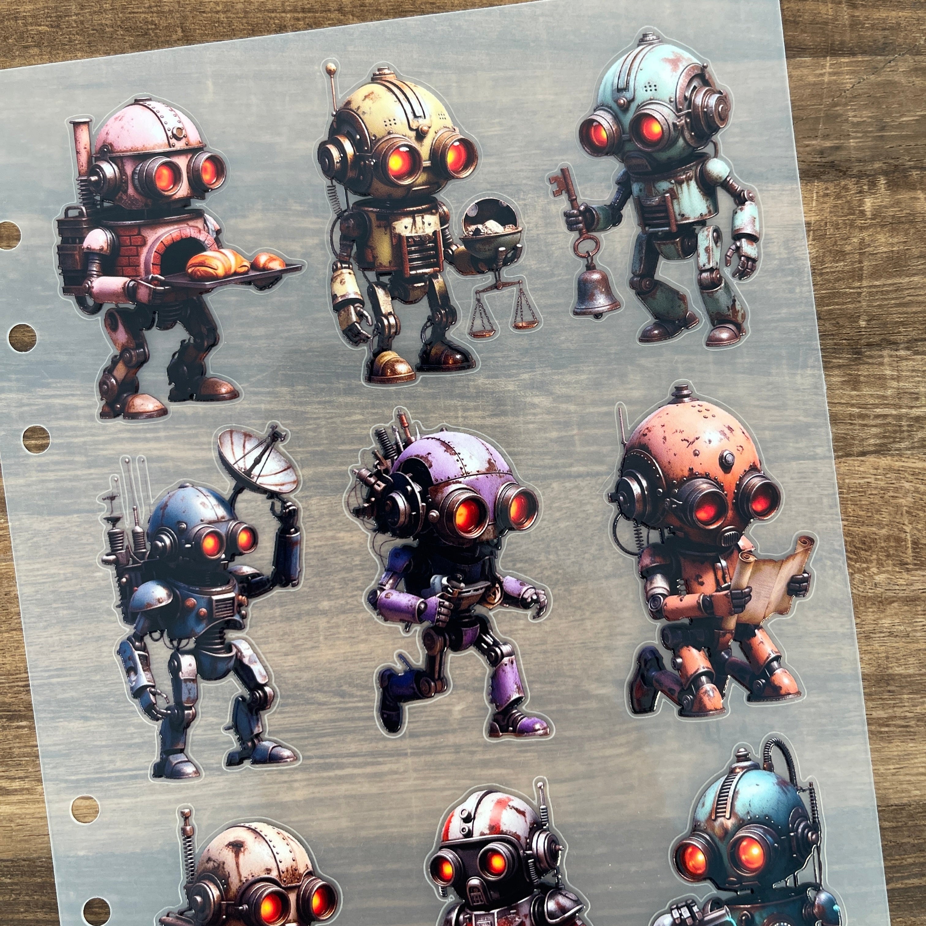 3D Vintage Little Robot PET Sticker 1 Pcs