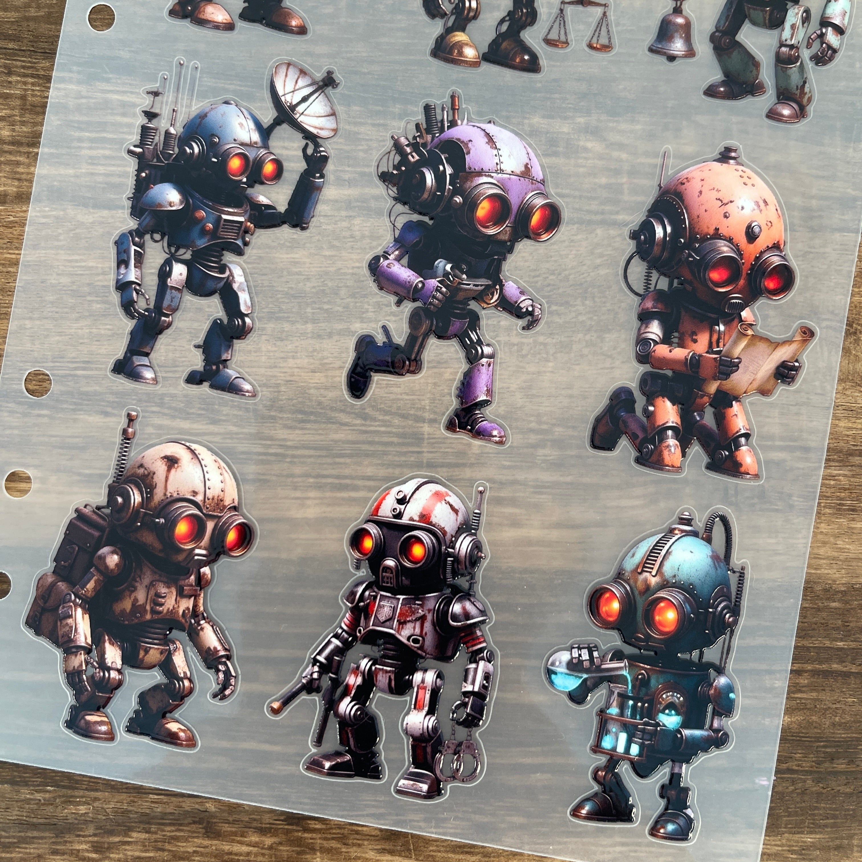 3D Vintage Little Robot PET Sticker 1 Pcs