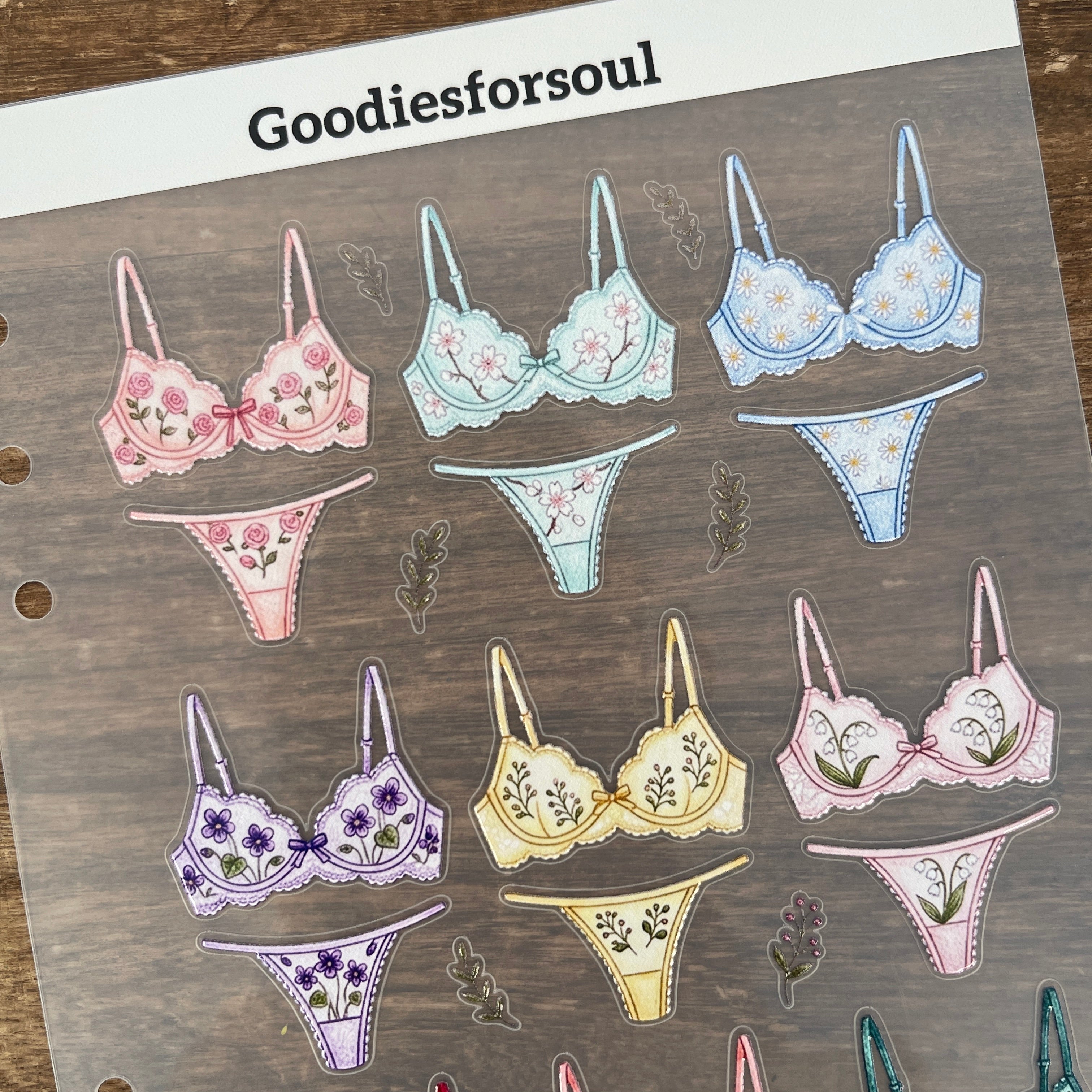 3D Vintage Floral Lingerie PET Sticker 1 Pcs