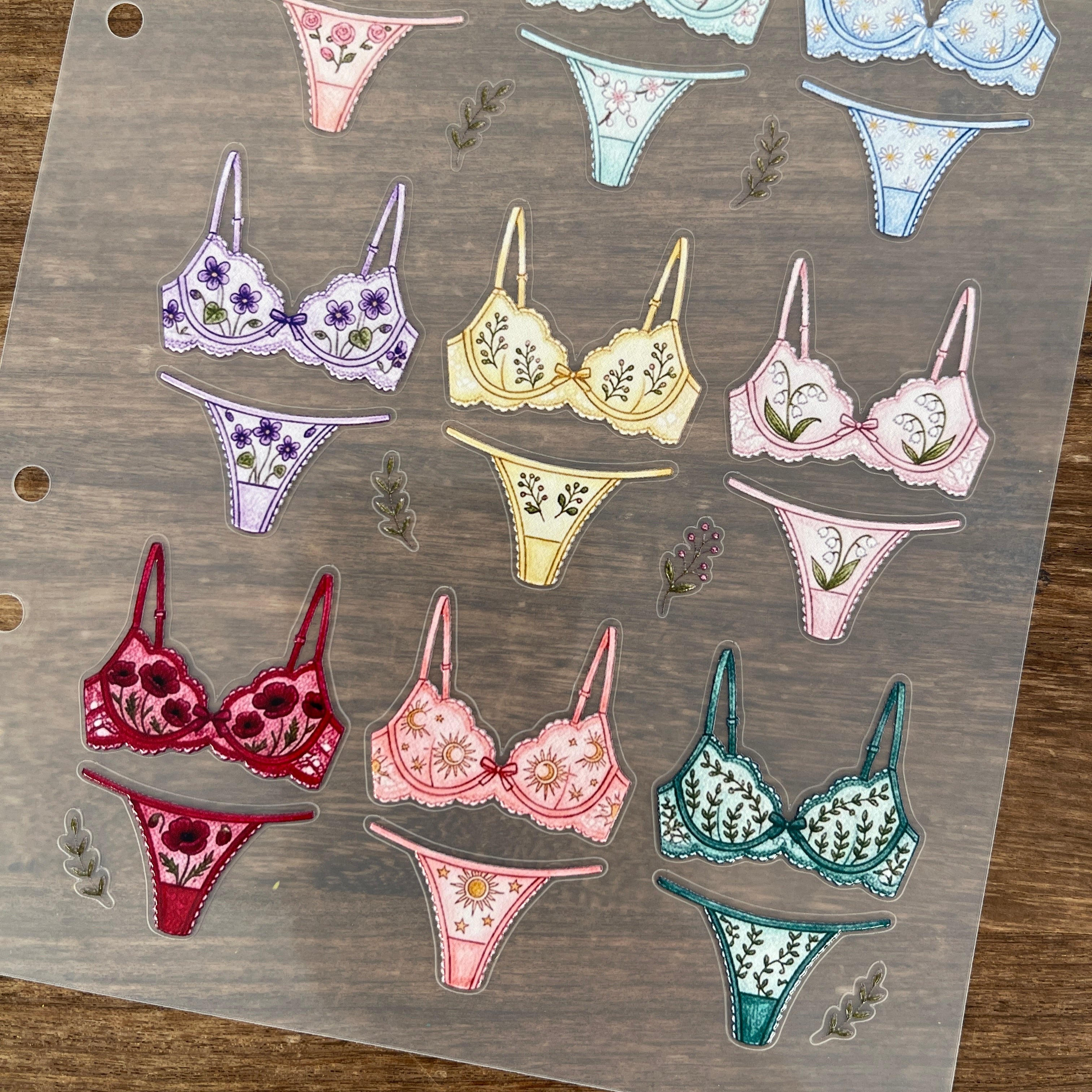 3D Vintage Floral Lingerie PET Sticker 1 Pcs