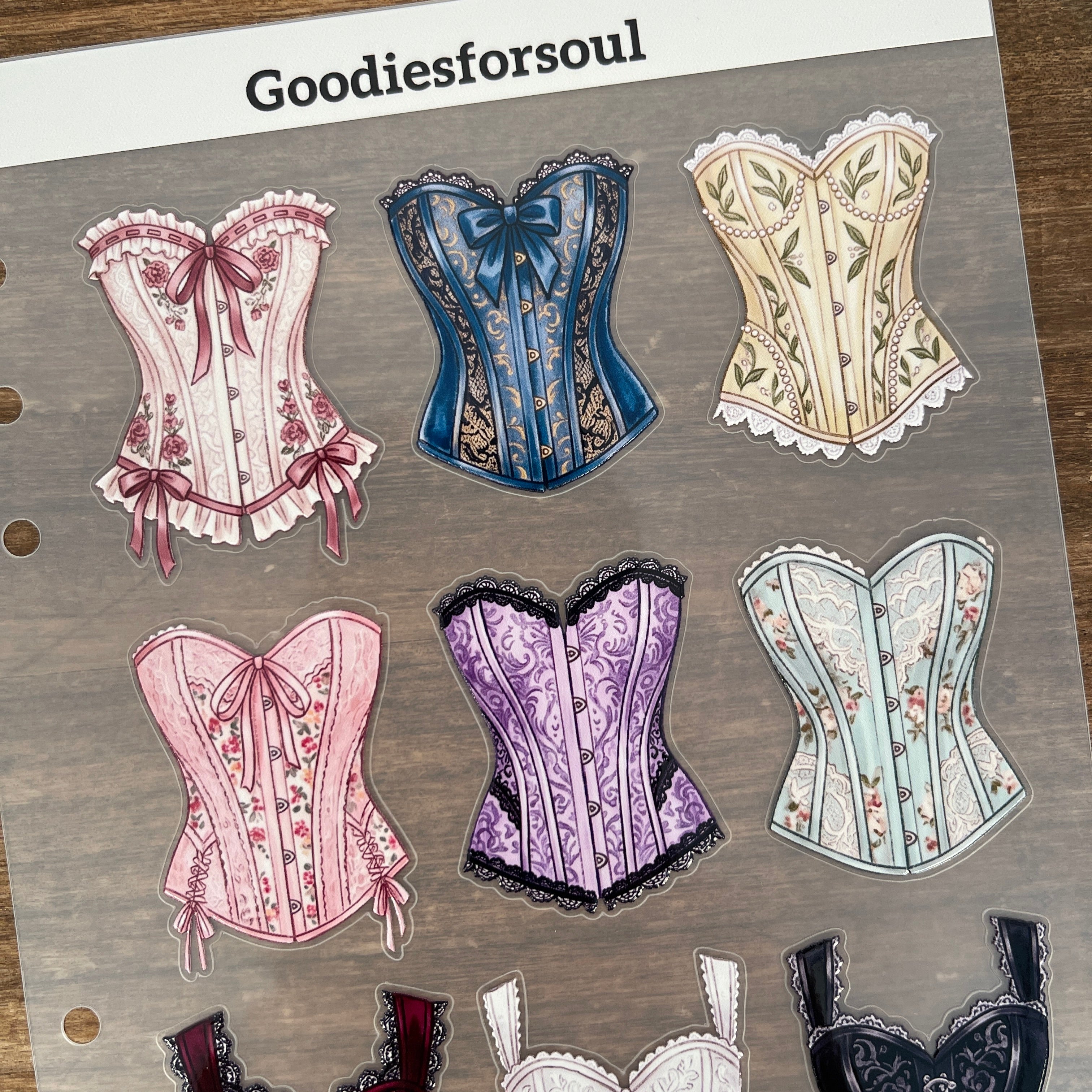 3D Vintage Victorian Corset PET Sticker 1 Pcs