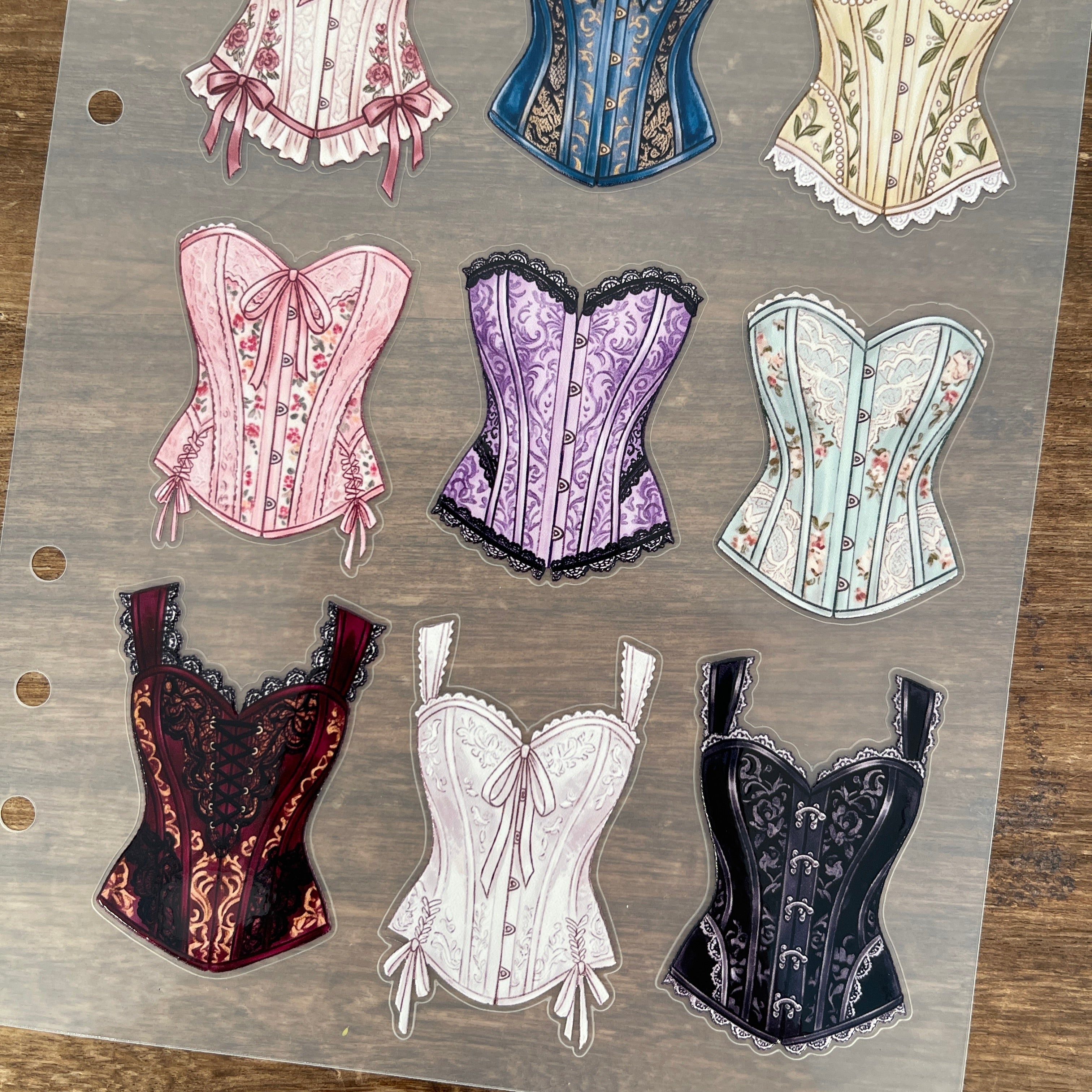 3D Vintage Victorian Corset PET Sticker 1 Pcs