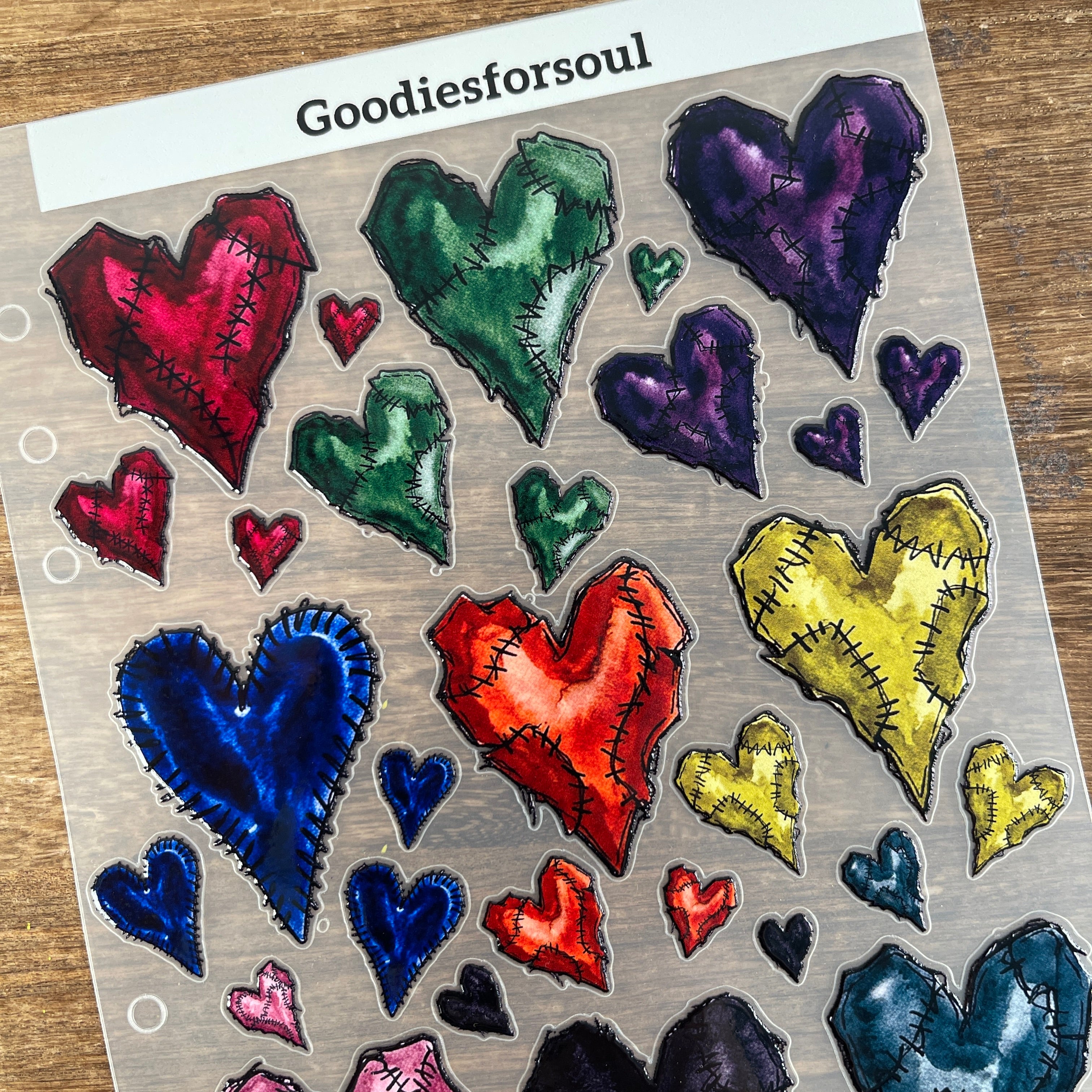 3D Stitching Heart PET Sticker 1 Pcs