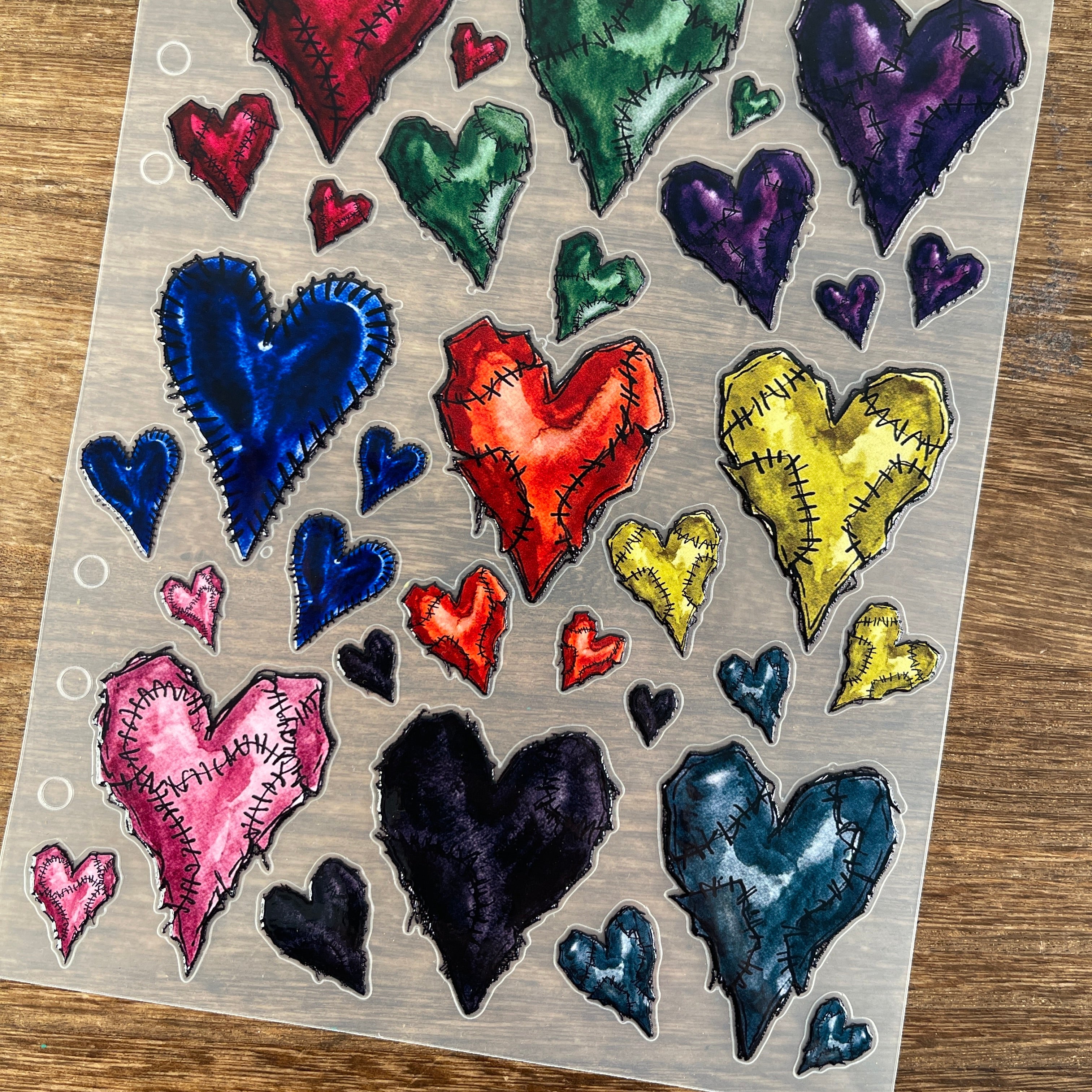 3D Stitching Heart PET Sticker 1 Pcs