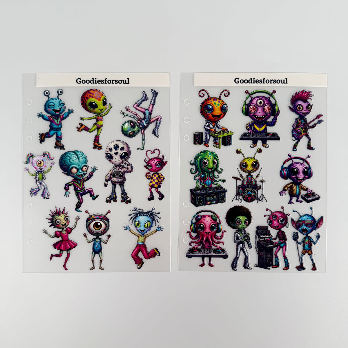 Two sheets of alien character 3D stickers