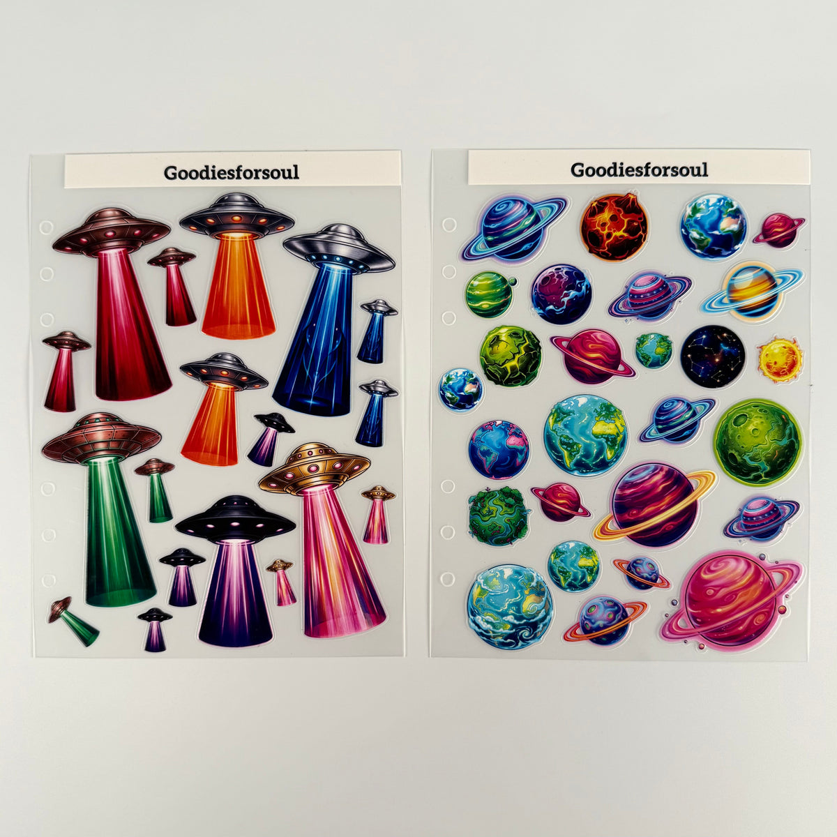 UFO and planet 3D sticker sheets