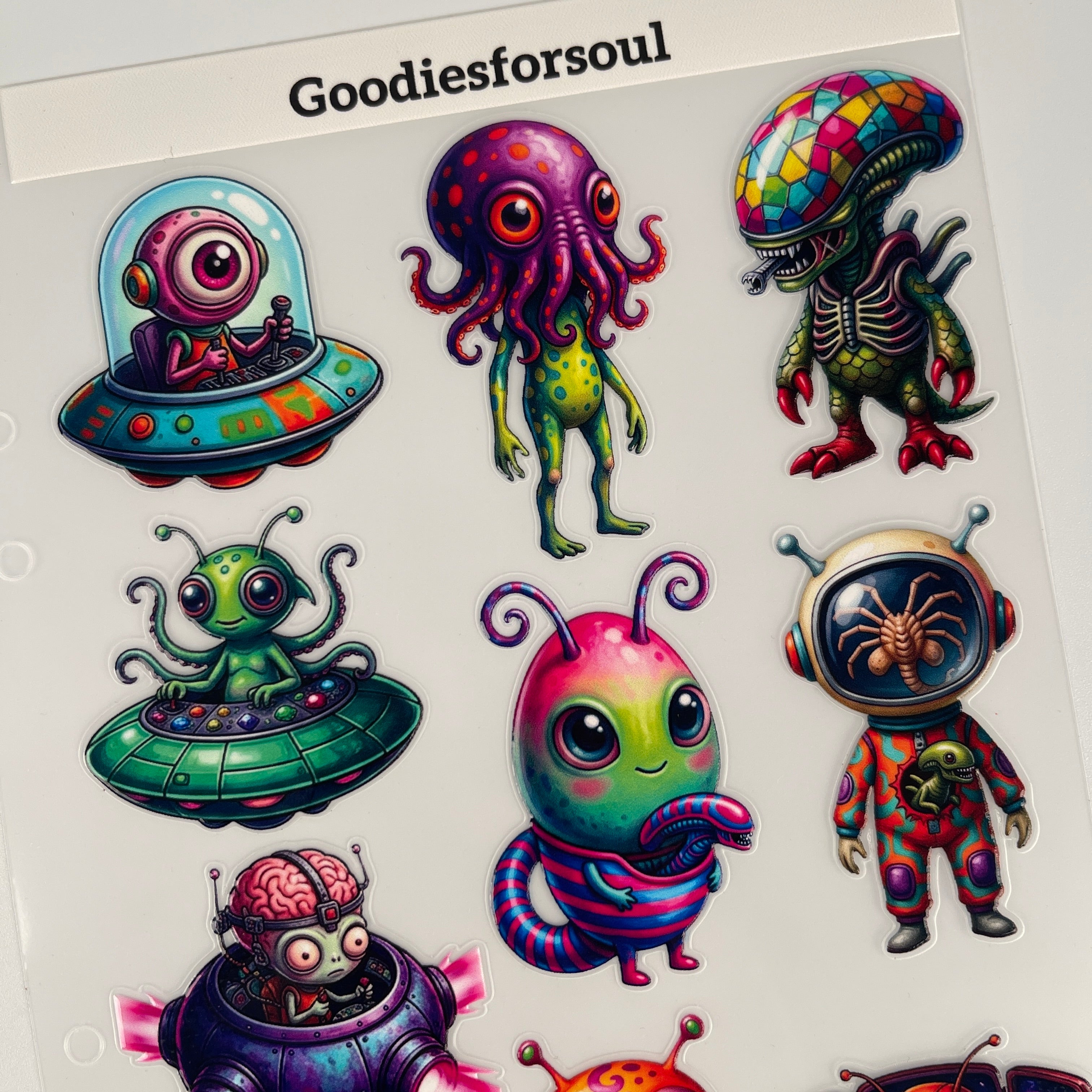 3D Aliens and UFOs PET Sticker 1 Pcs