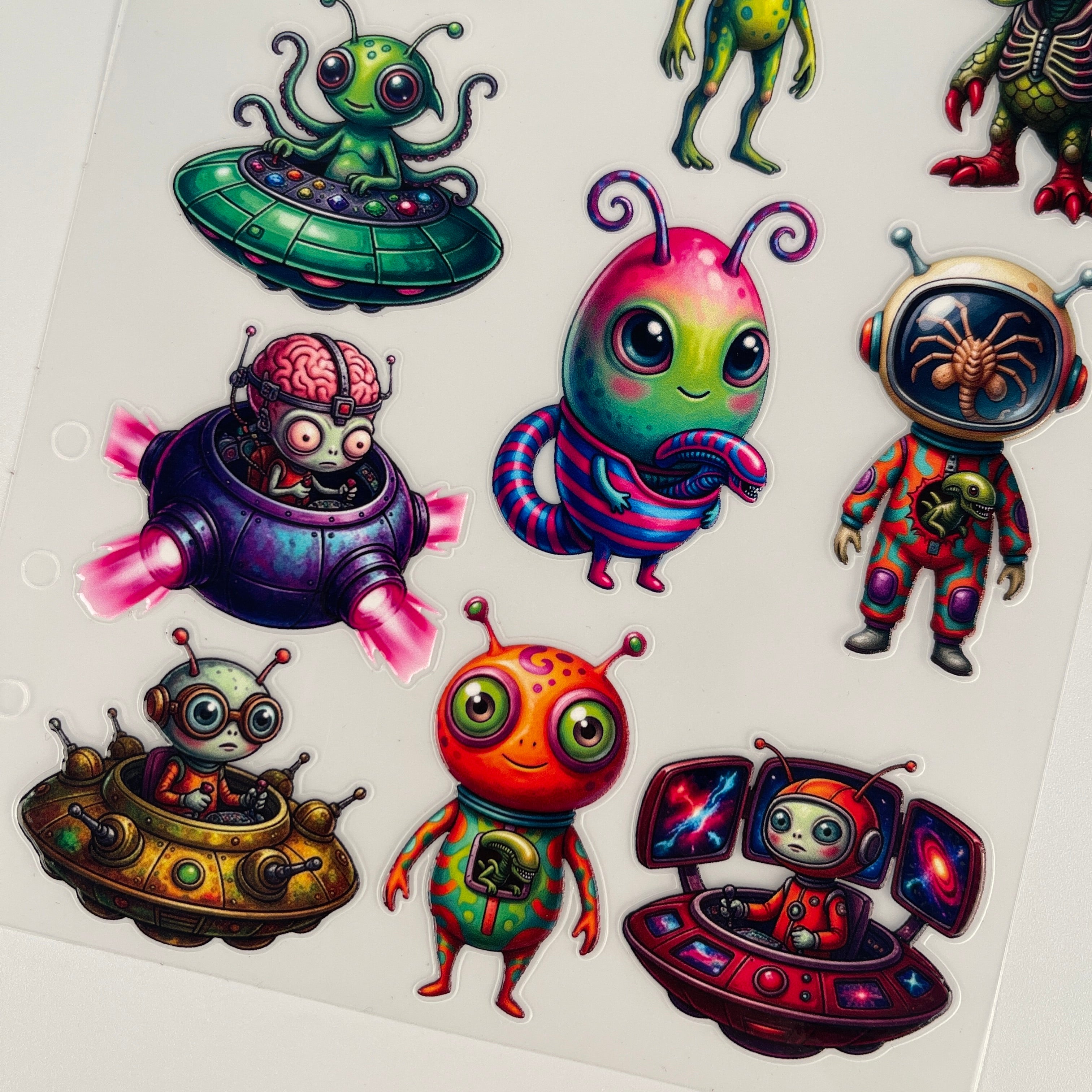 3D Aliens and UFOs PET Sticker 1 Pcs