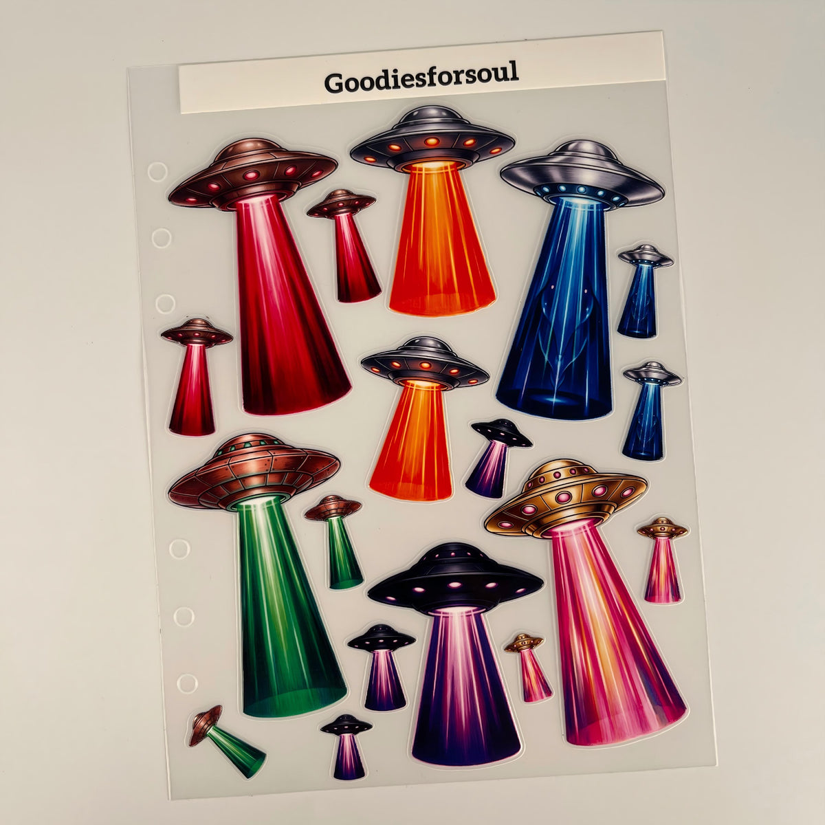 Full colorful ufo PET sticker sheet