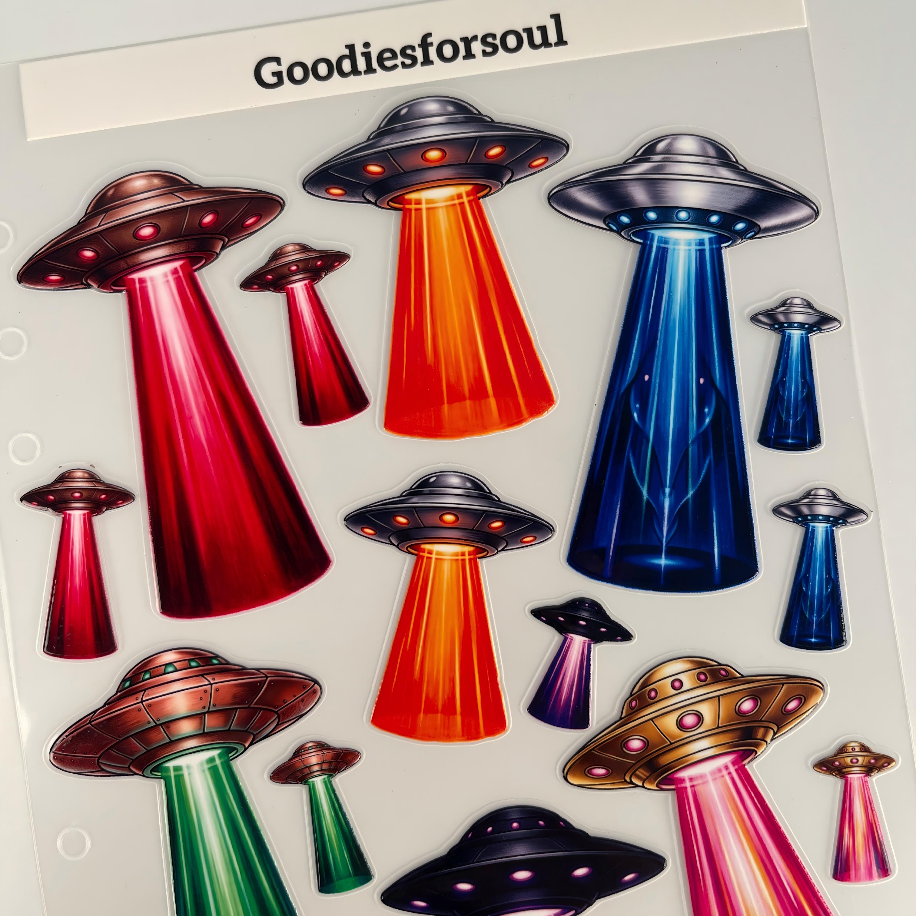 3D Colorful UFO PET Sticker 1 Pcs