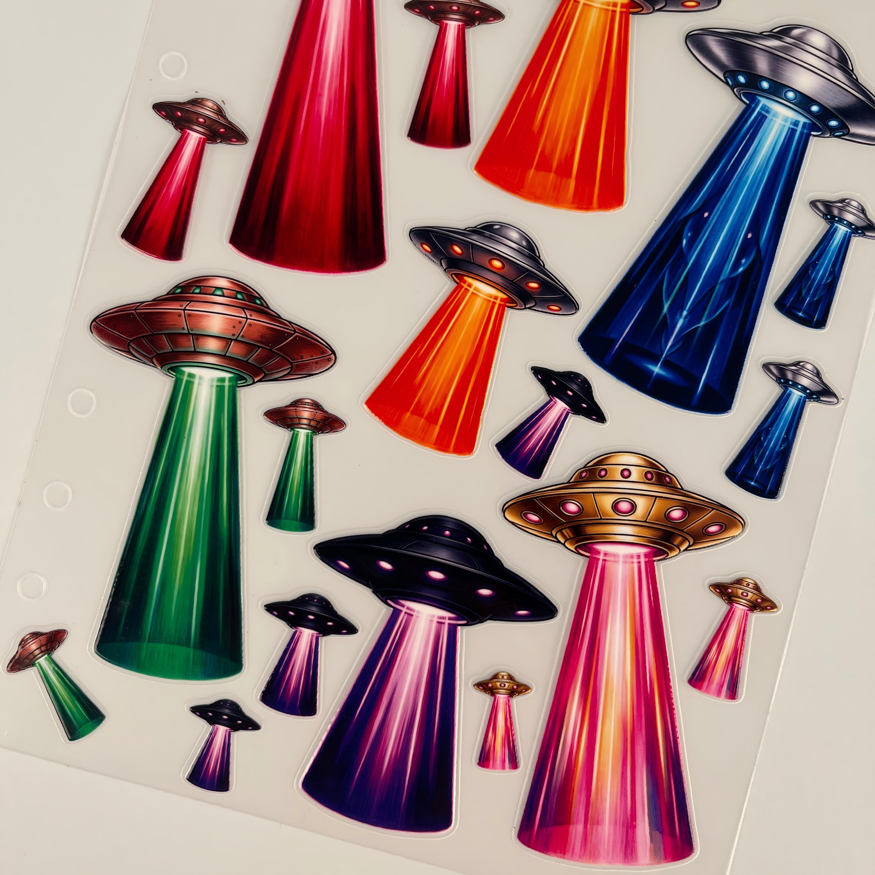 3D Colorful UFO PET Sticker 1 Pcs