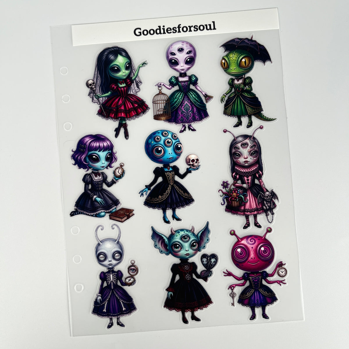 Full gothic alien PET sticker sheet