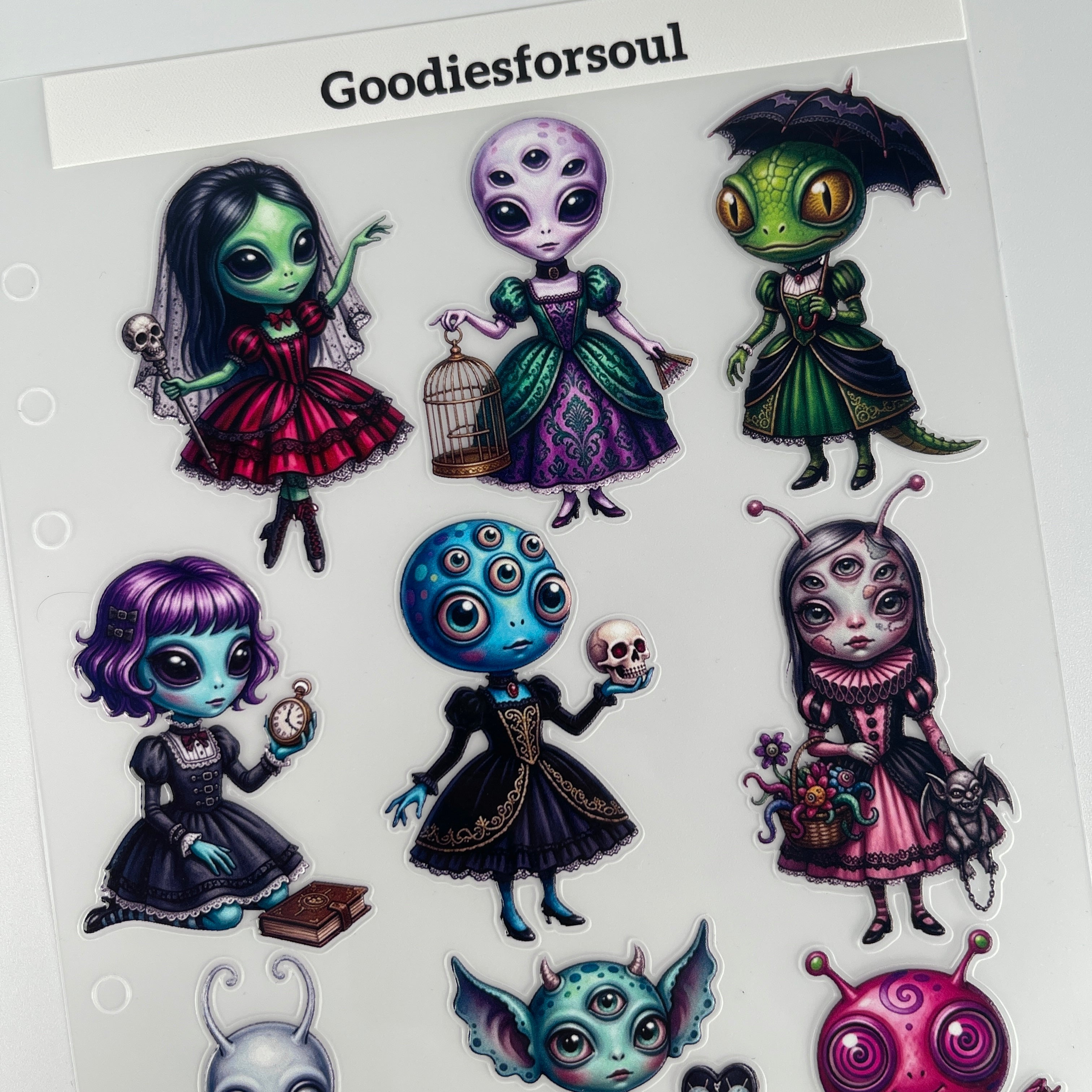3D Gothic Alien PET Sticker 1 Pcs