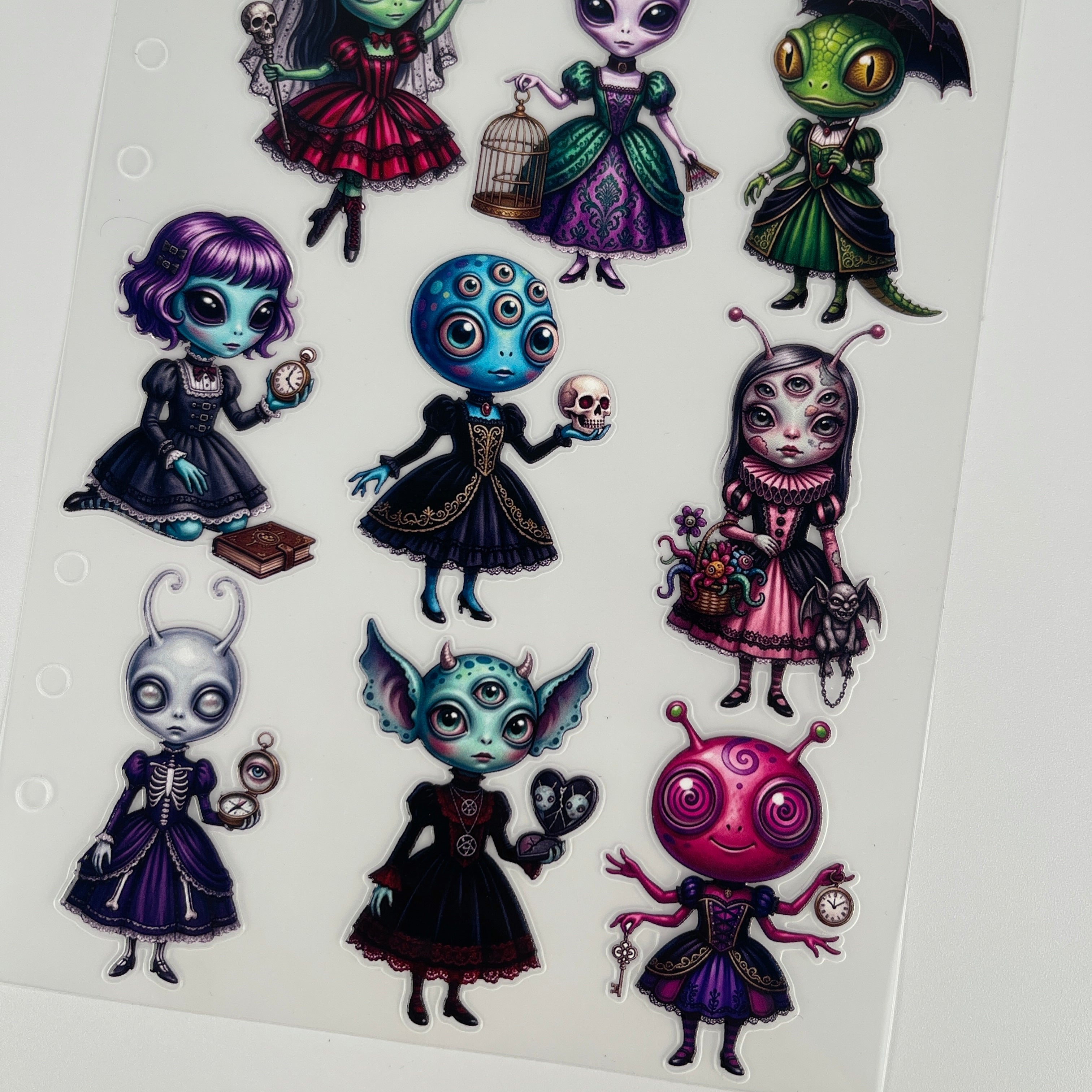 3D Gothic Alien PET Sticker 1 Pcs