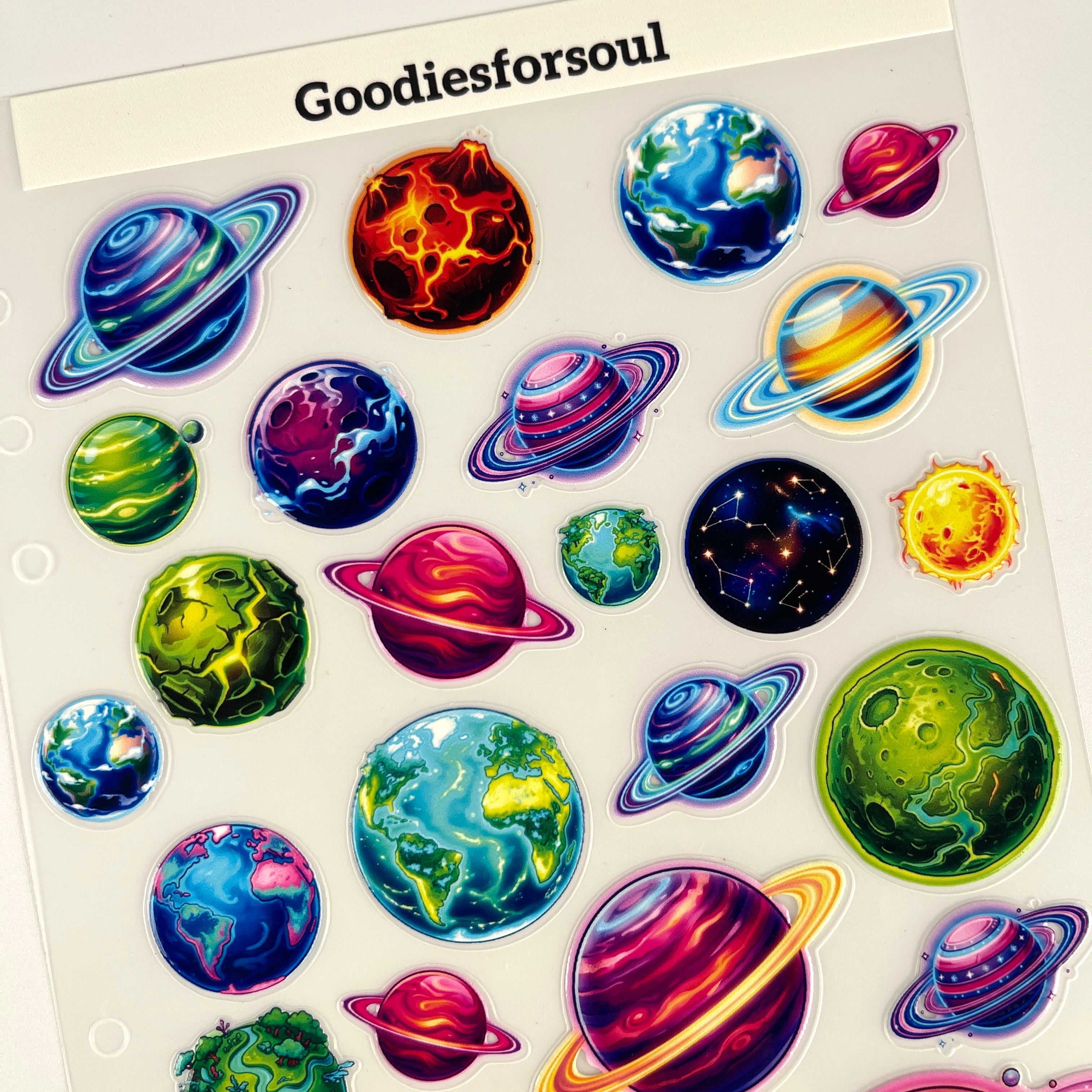 3D Colorful Planets PET Sticker 1 Pcs