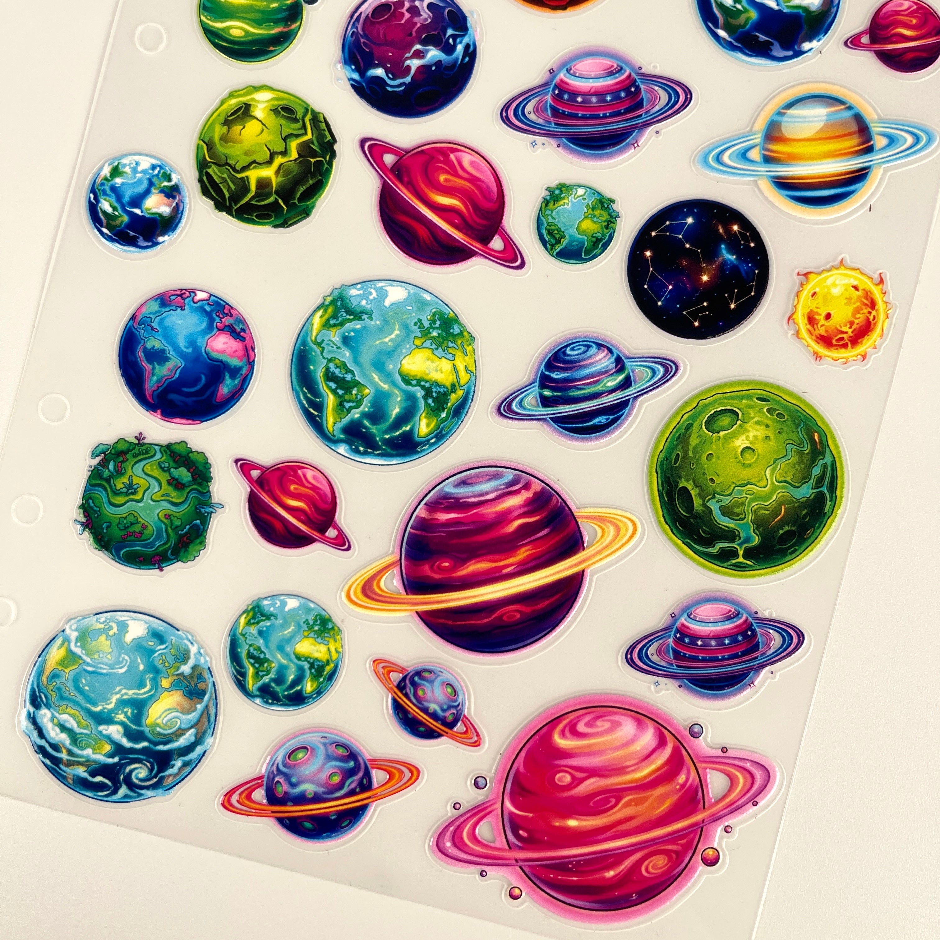 3D Colorful Planets PET Sticker 1 Pcs