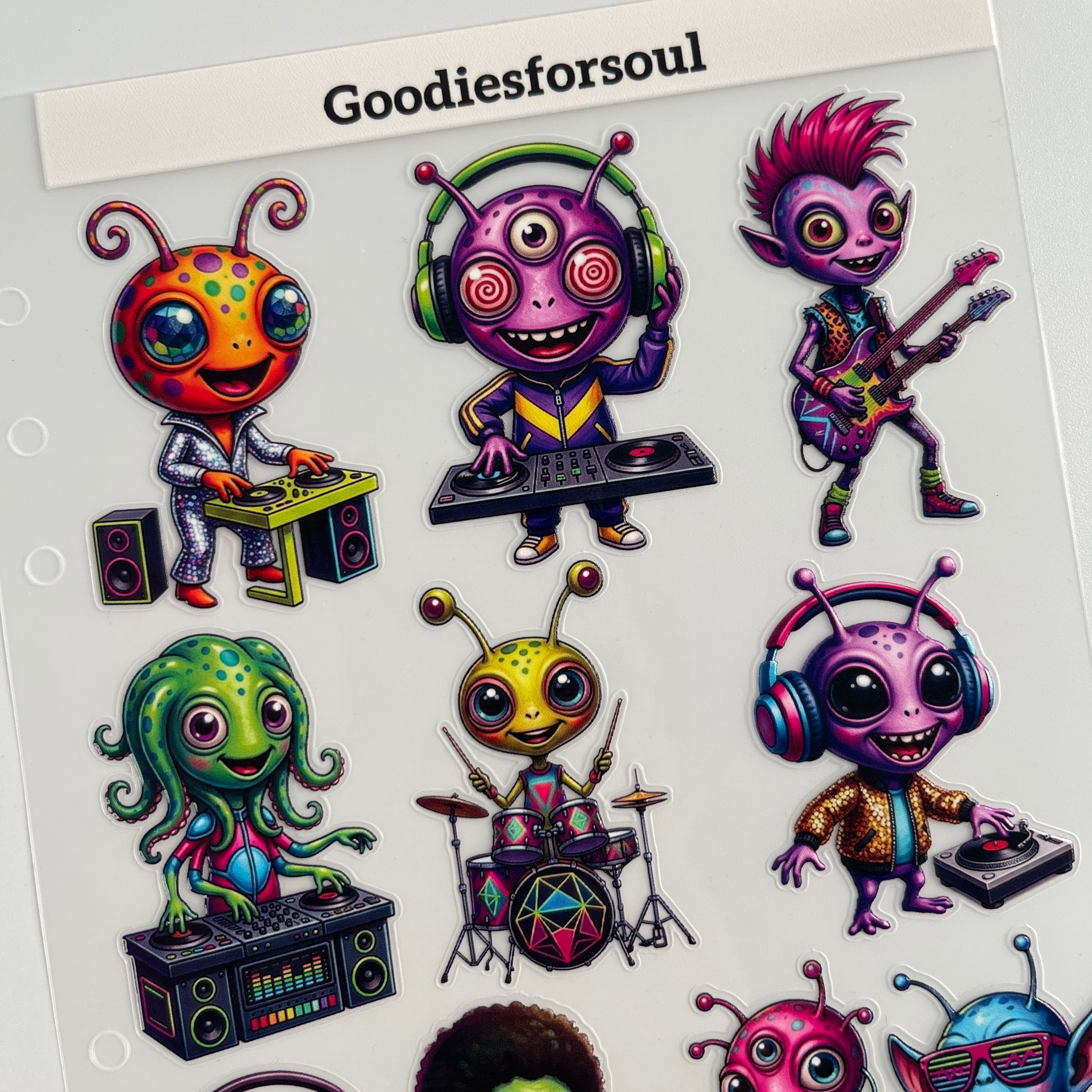3D Musical Alien PET Sticker 1 Pcs