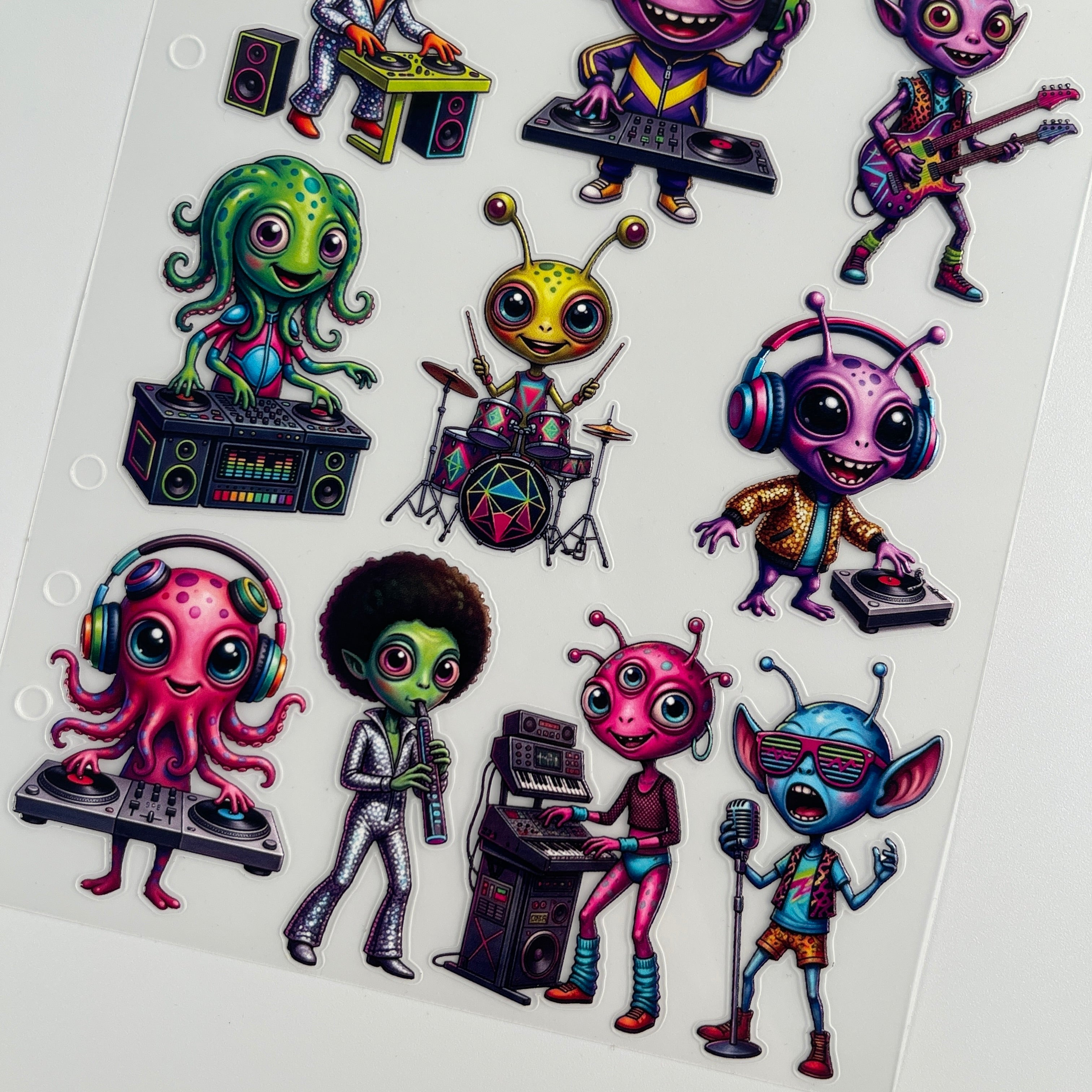 3D Musical Alien PET Sticker 1 Pcs