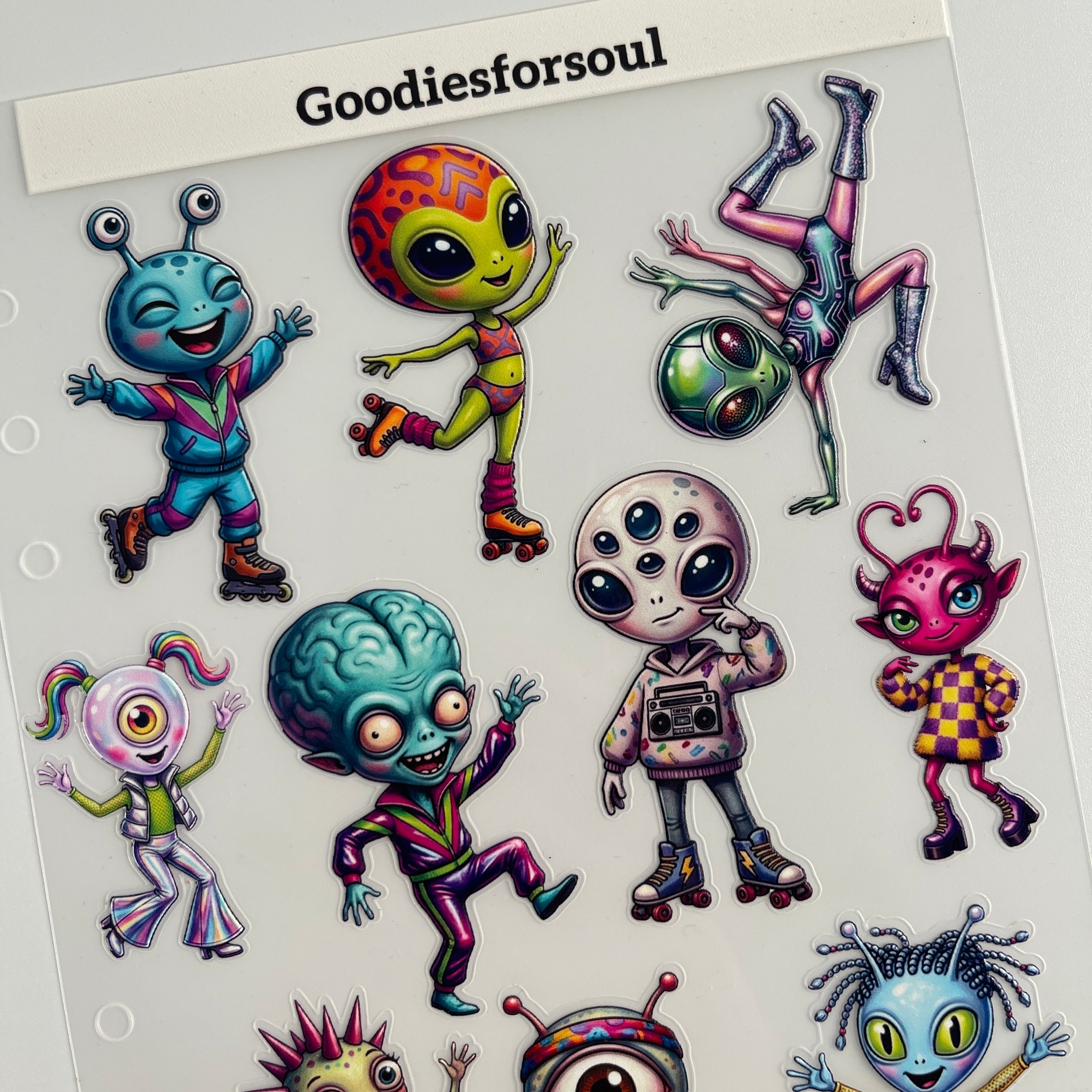3D Sporty Dancing Alien PET Sticker 1 Pcs