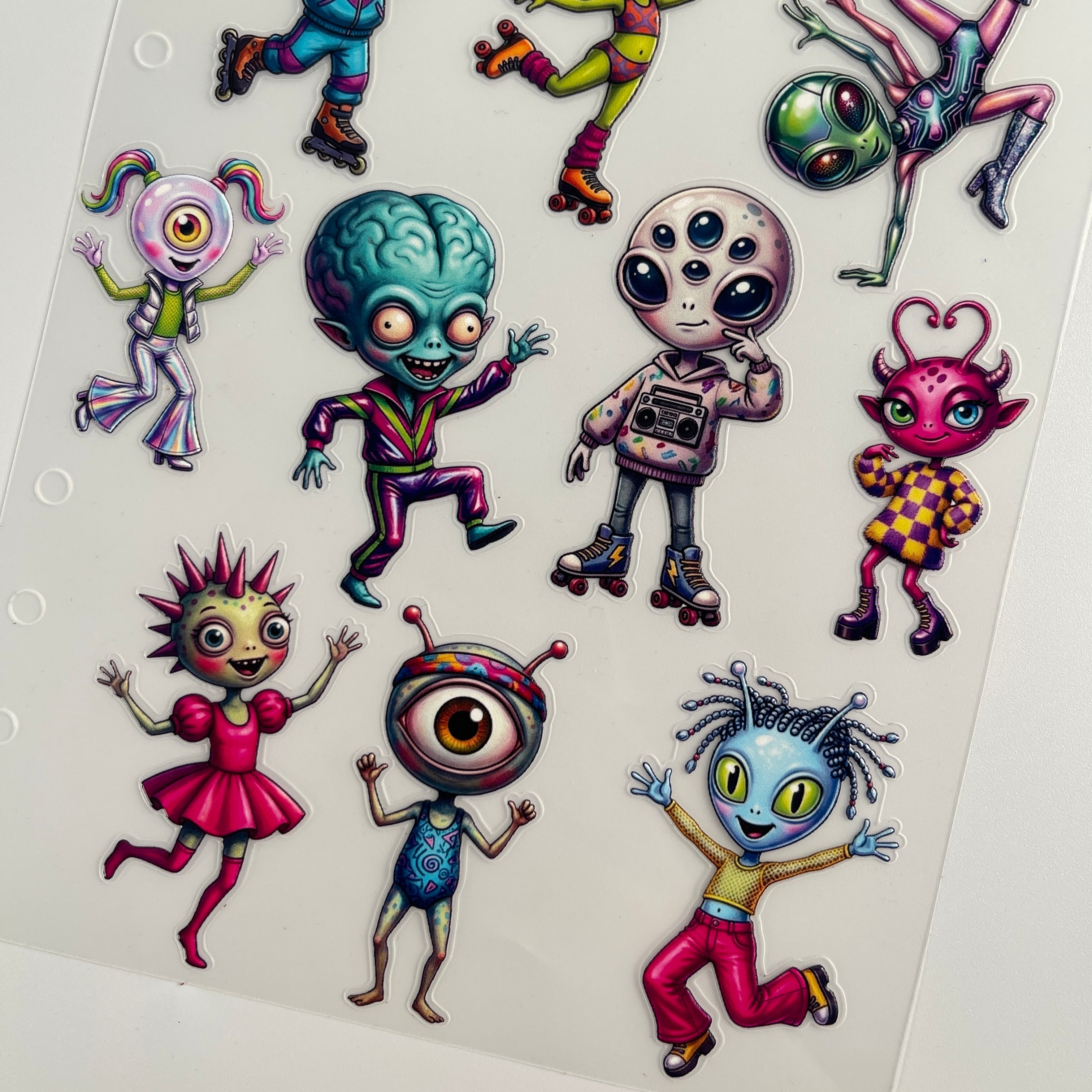 3D Sporty Dancing Alien PET Sticker 1 Pcs