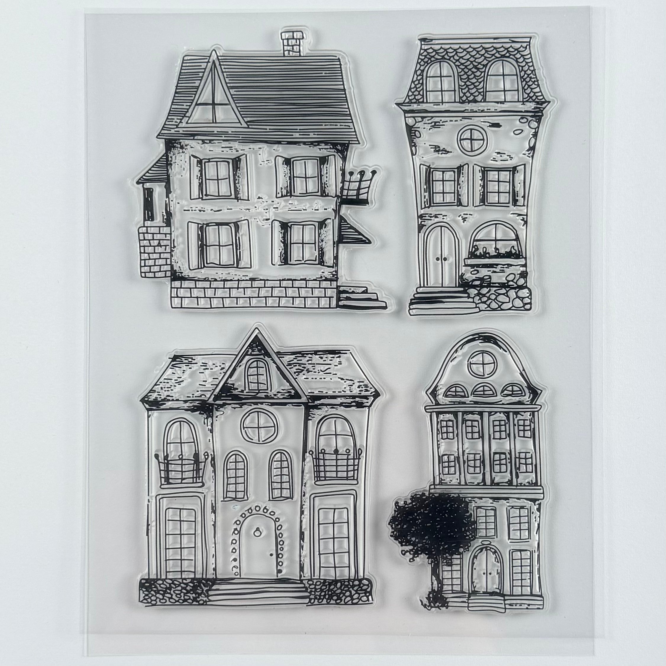 Vintage House background Stamp (15 x 18 cm)