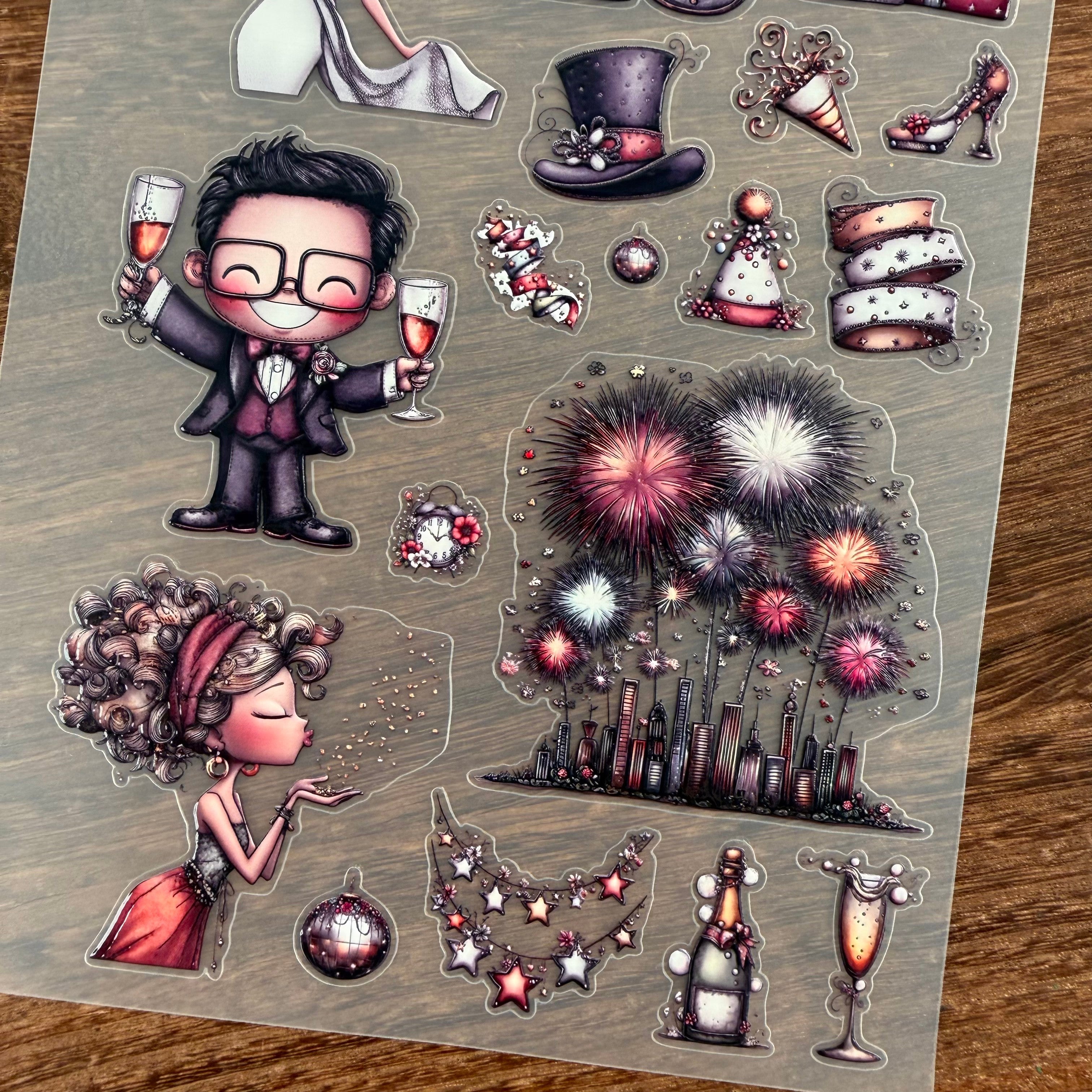 3D Celebrating 2026 PET Stickers 1pcs