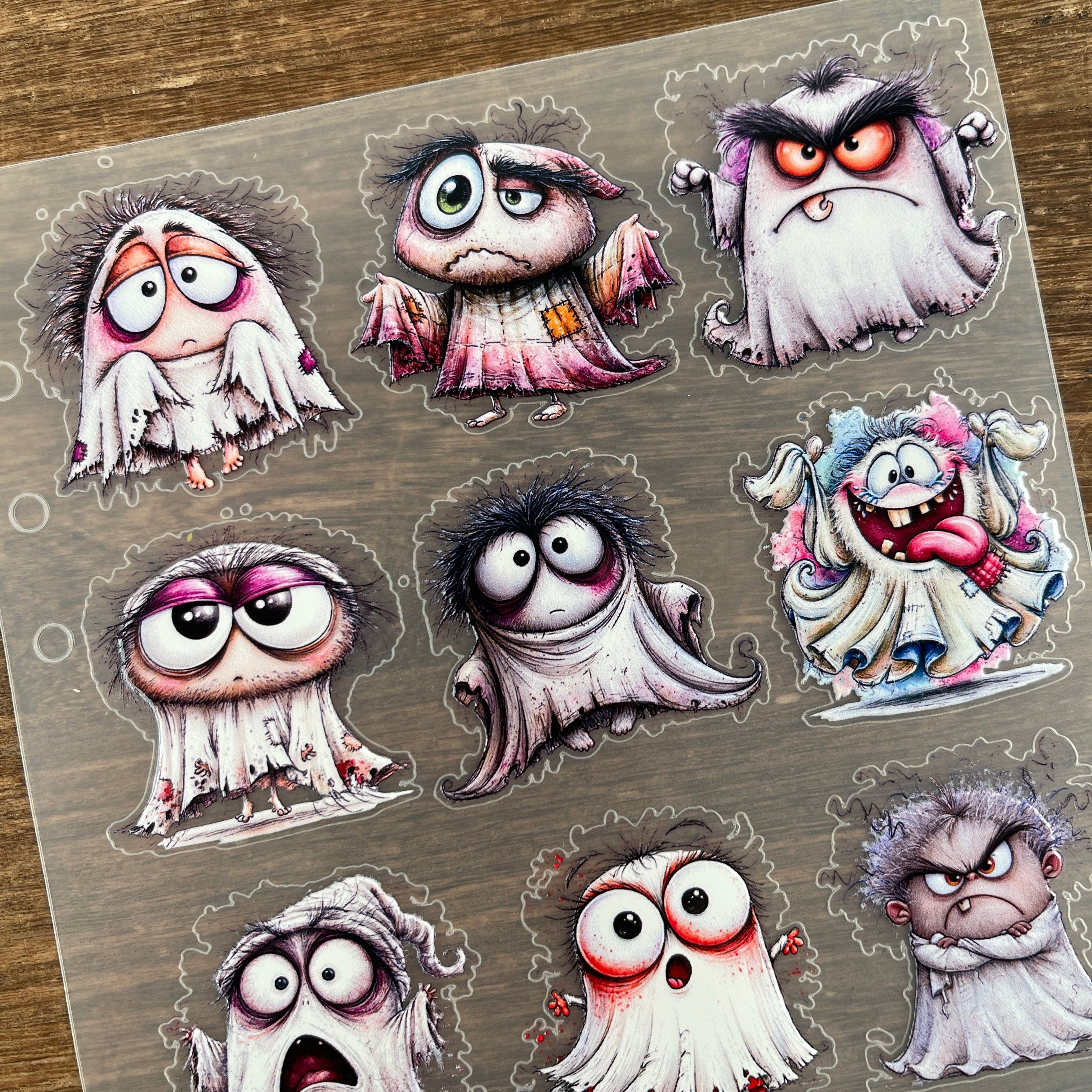3D Funny Halloween Ghosts PET Sticker 1 Pcs