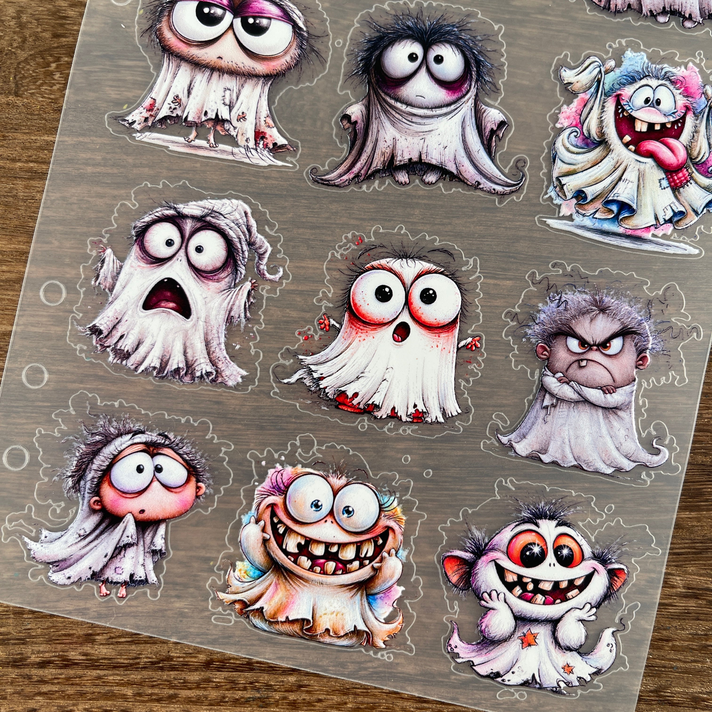 3D Funny Halloween Ghosts PET Sticker 1 Pcs