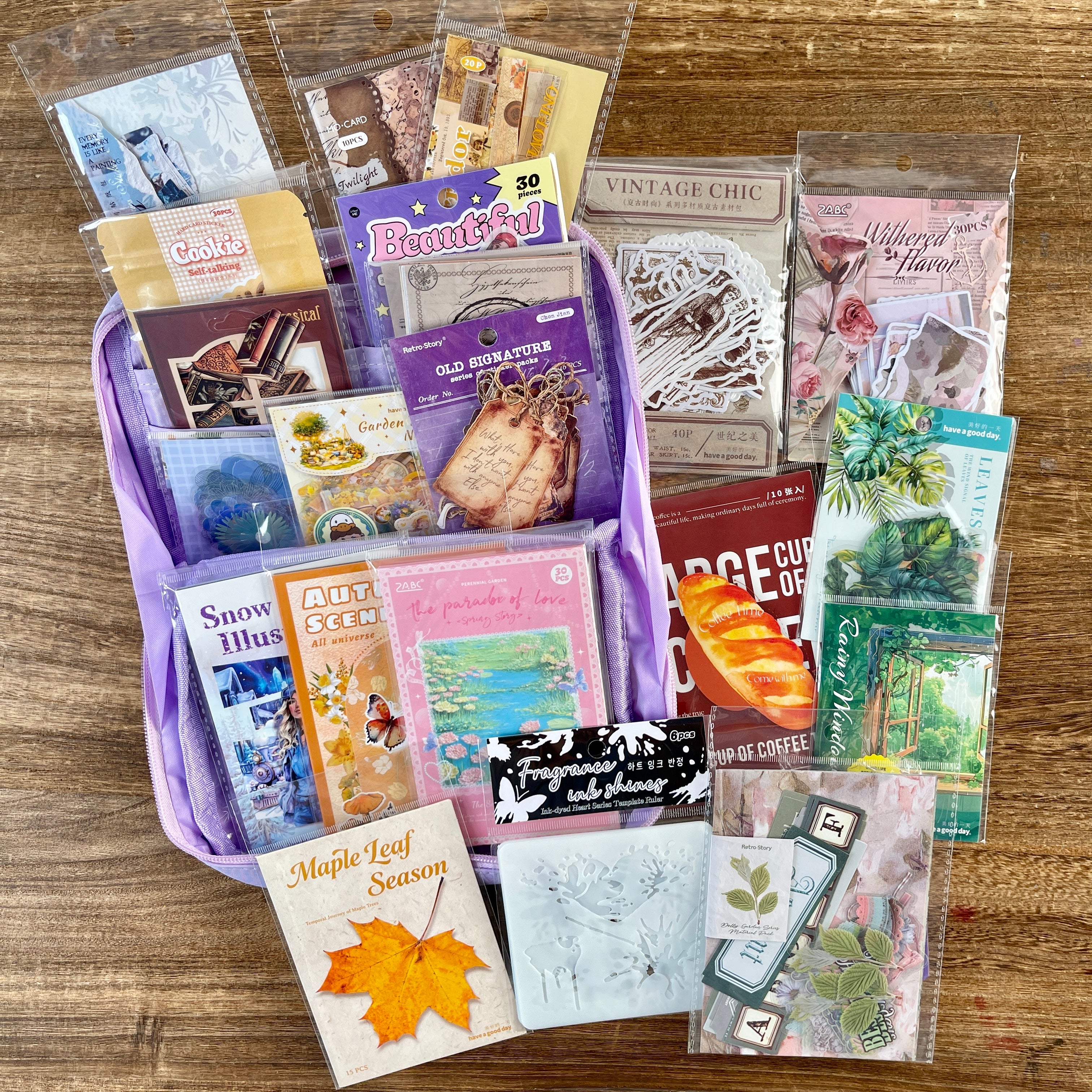 Colorful journaling supplies mixed bundle