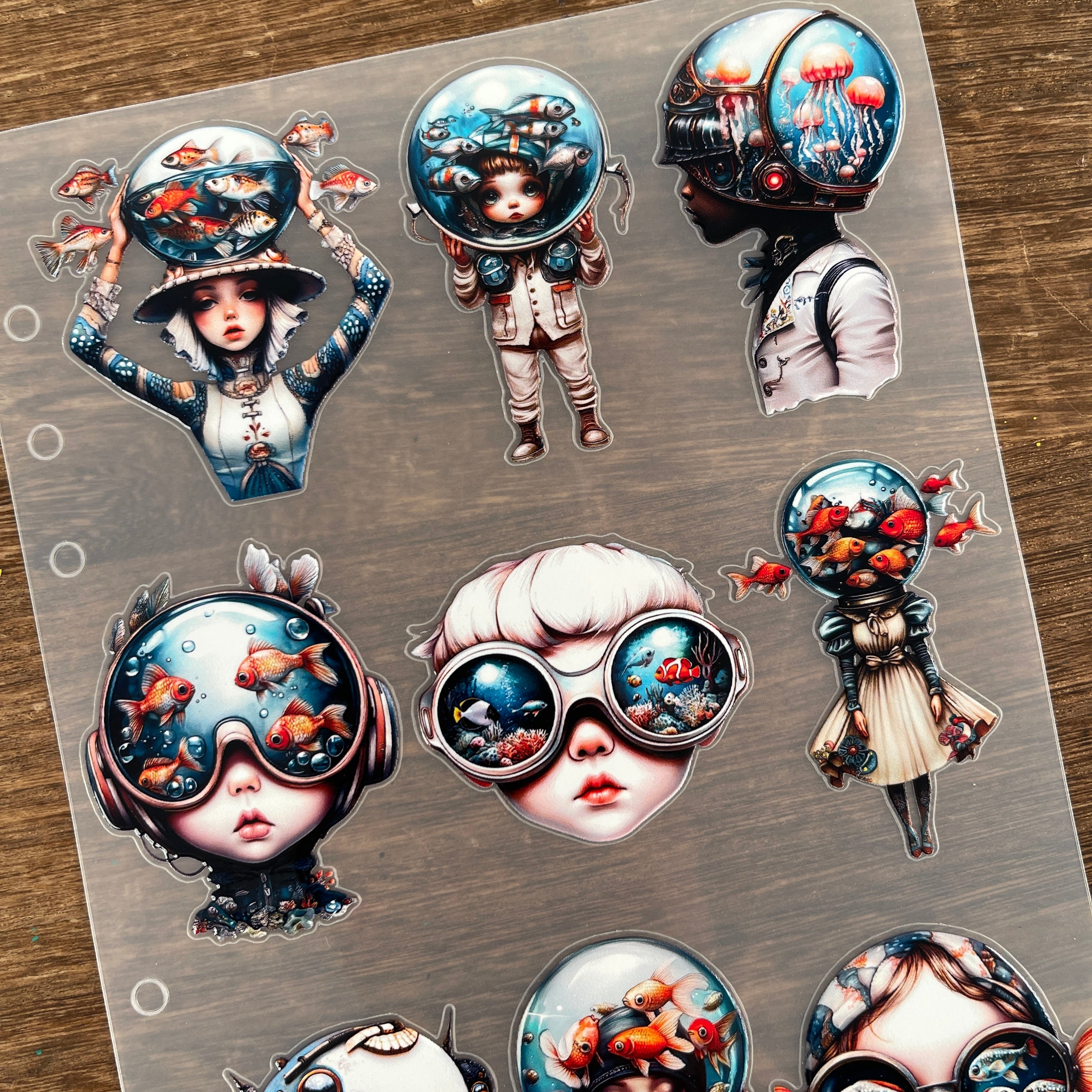 3D Fish tank Character PET Sticker 1 Pcs
