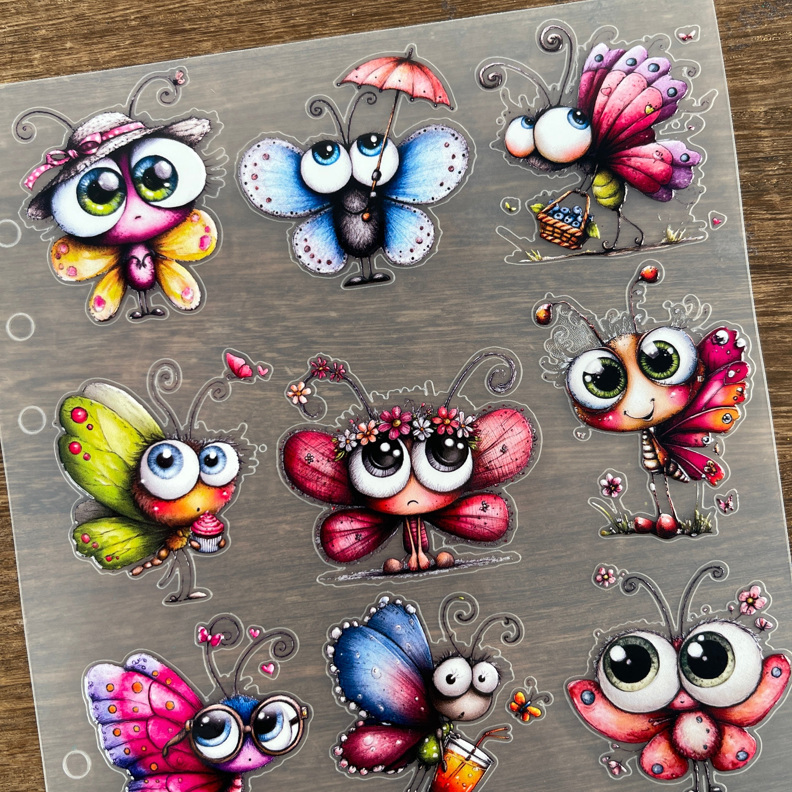 3D Whimsical Butterflies PET Sticker 1 Pcs